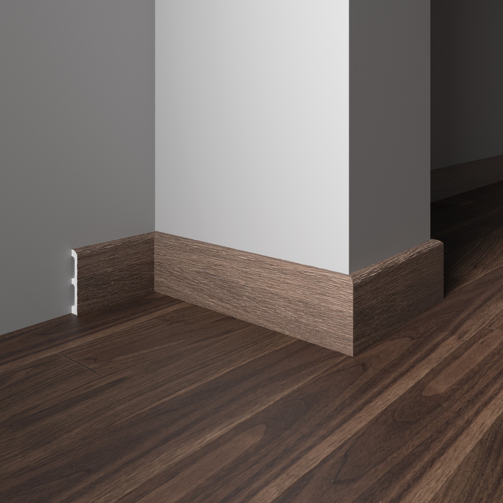 Плинтус Decor-Dizayn 706-92SH 2400×80×13 фото в интерьере