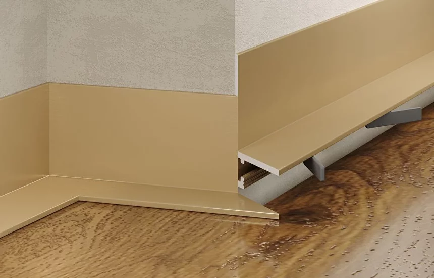 Микроплинтус алюминиевый Laconistiq MICRO L Gold Edition 17-14/1-245 2450×25,8×16,2