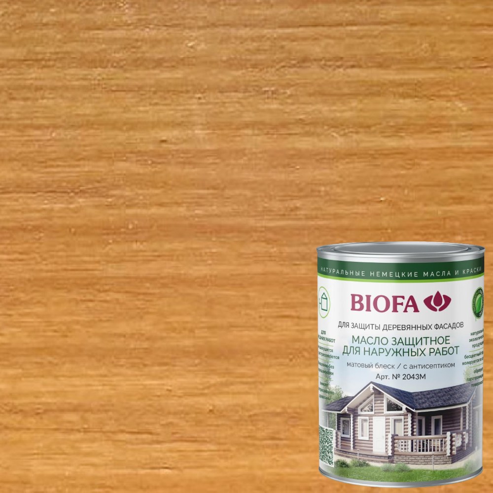 Масло для фасадов Biofa 2043М цвет 4340 Желтый дуб 0,4 л Масло для фасадов Biofa 2043М цвет 4340 Желтый дуб 0,4 л
