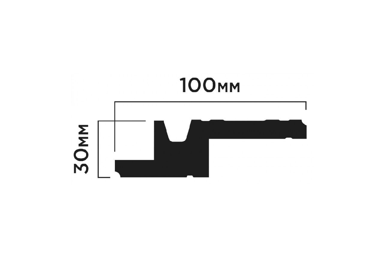 Потолочный плинтус под покраску Hiwood A100V1 с подсветкой 2000×100×30