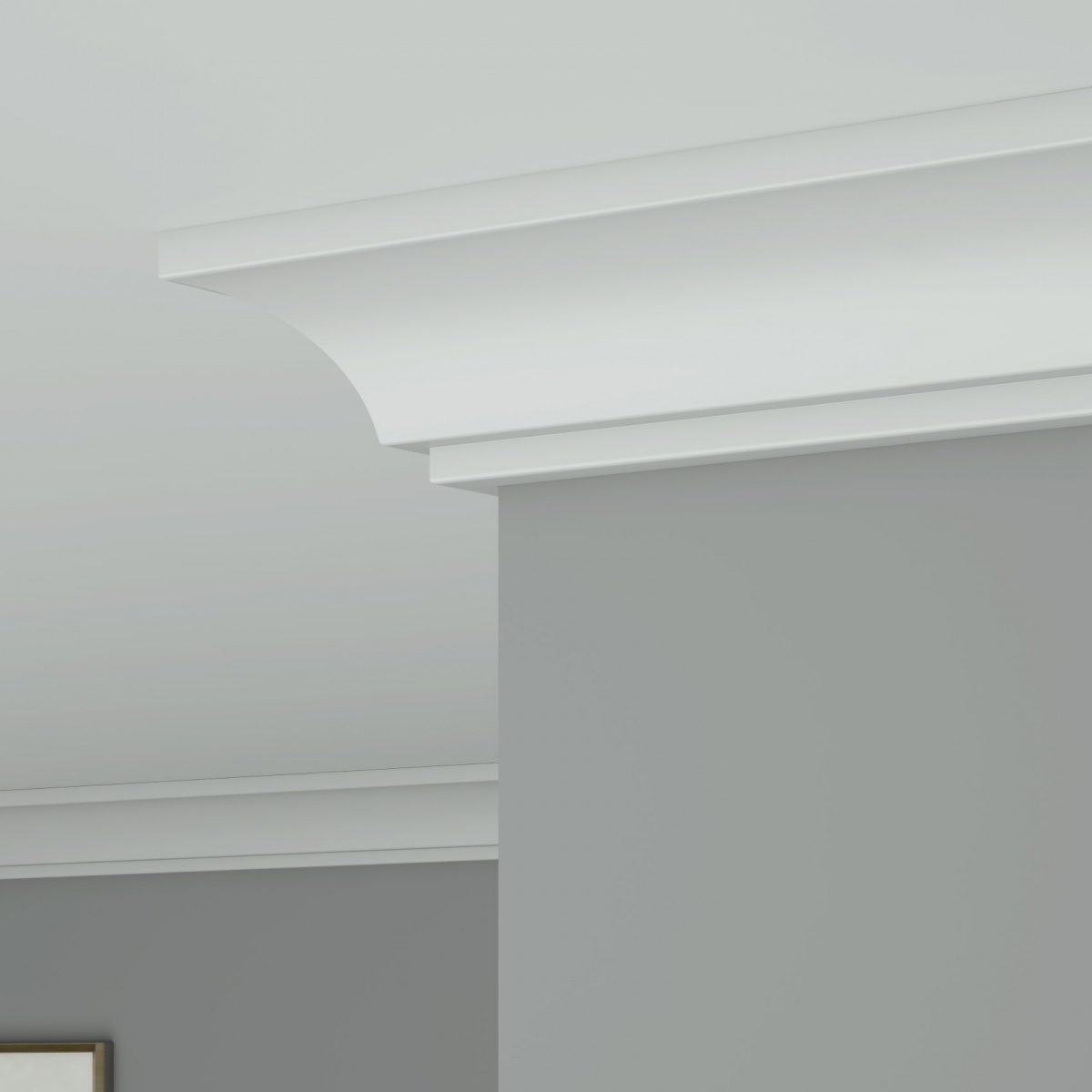 Потолочный плинтус под покраску Ultrawood CR 0014 i 2000×30×31 фото в интерьере