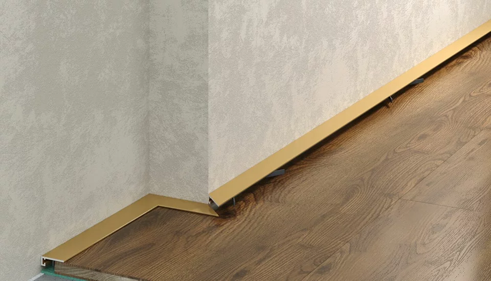 Микроплинтус алюминиевый Laconistiq Micro 11 Mini Золото 11-14-200 2000×11×5