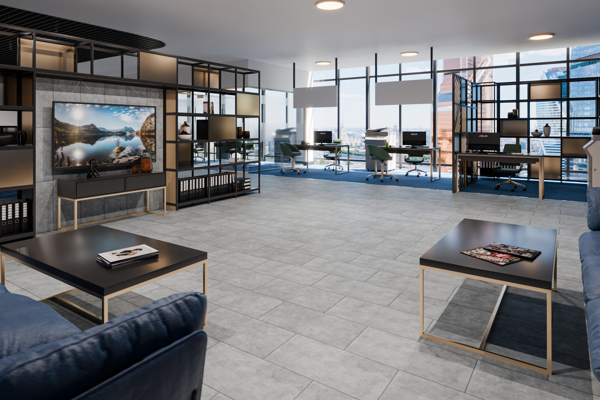 Кварцвиниловый SPC ламинат Damy Floor Ascent Strong Броуд-Пик 125-2-ST 610×305×5 фото в интерьере