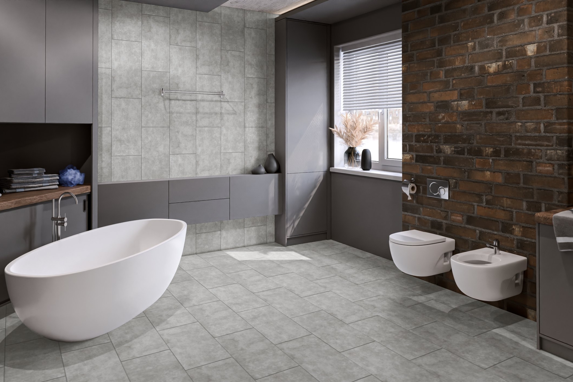 Кварцвиниловый SPC ламинат Damy Floor Ascent Strong Броуд-Пик 125-2-ST 610×305×5 фото в интерьере