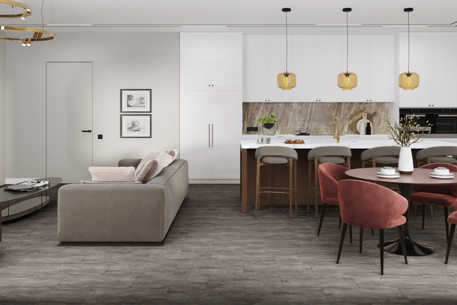 Кварцвиниловый SPC ламинат Damy Floor Ascent Strong Арарат 1204-3-ST 610×305×5 фото в интерьере