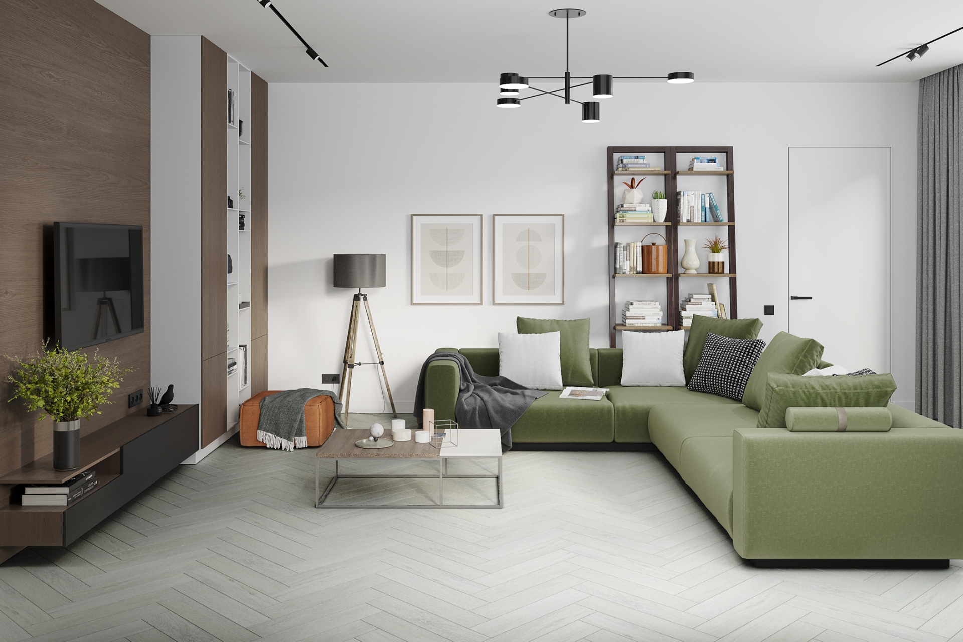 Кварцвиниловый SPC ламинат Damy Floor London Кардифф 191023EL-05 венгерская елка 615×123×4 фото в интерьере
