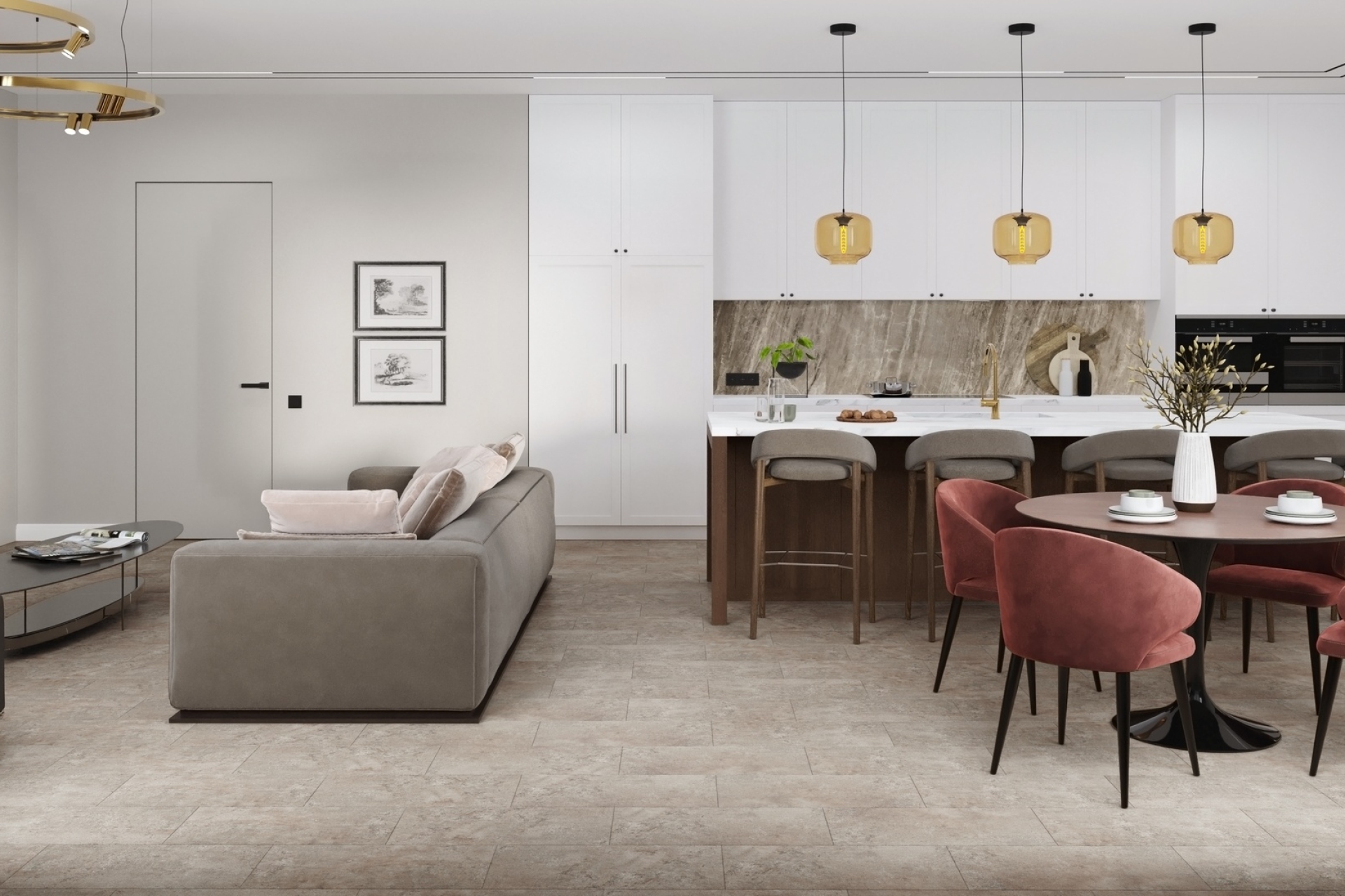 Кварцвиниловый SPC ламинат Damy Floor Ascent Strong Эйгер 3936-1-ST 610×305×5 фото в интерьере