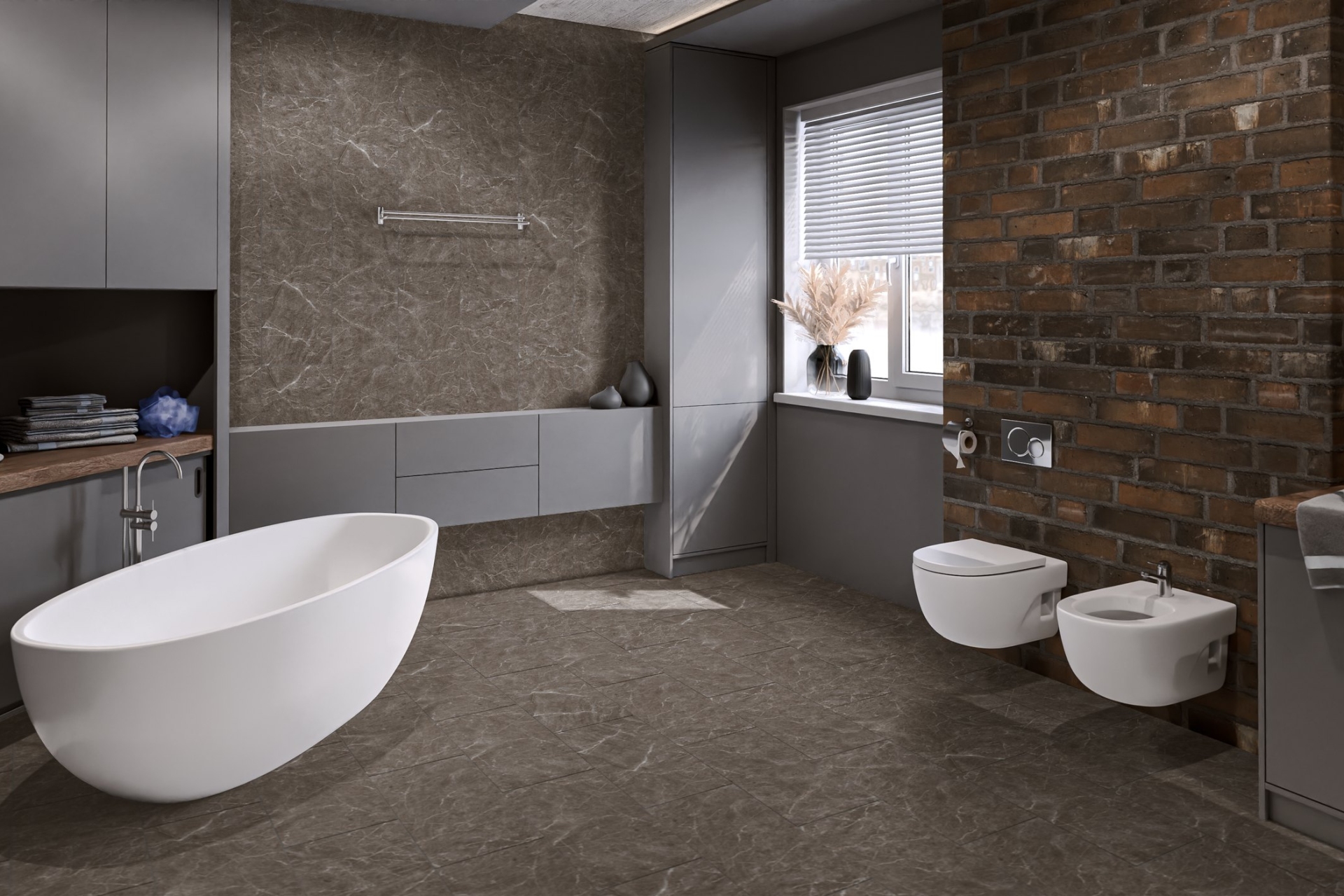 Кварцвиниловый SPC ламинат Damy Floor Ascent Strong Макалу LQ8132-2-ST 610×305×5 фото в интерьере