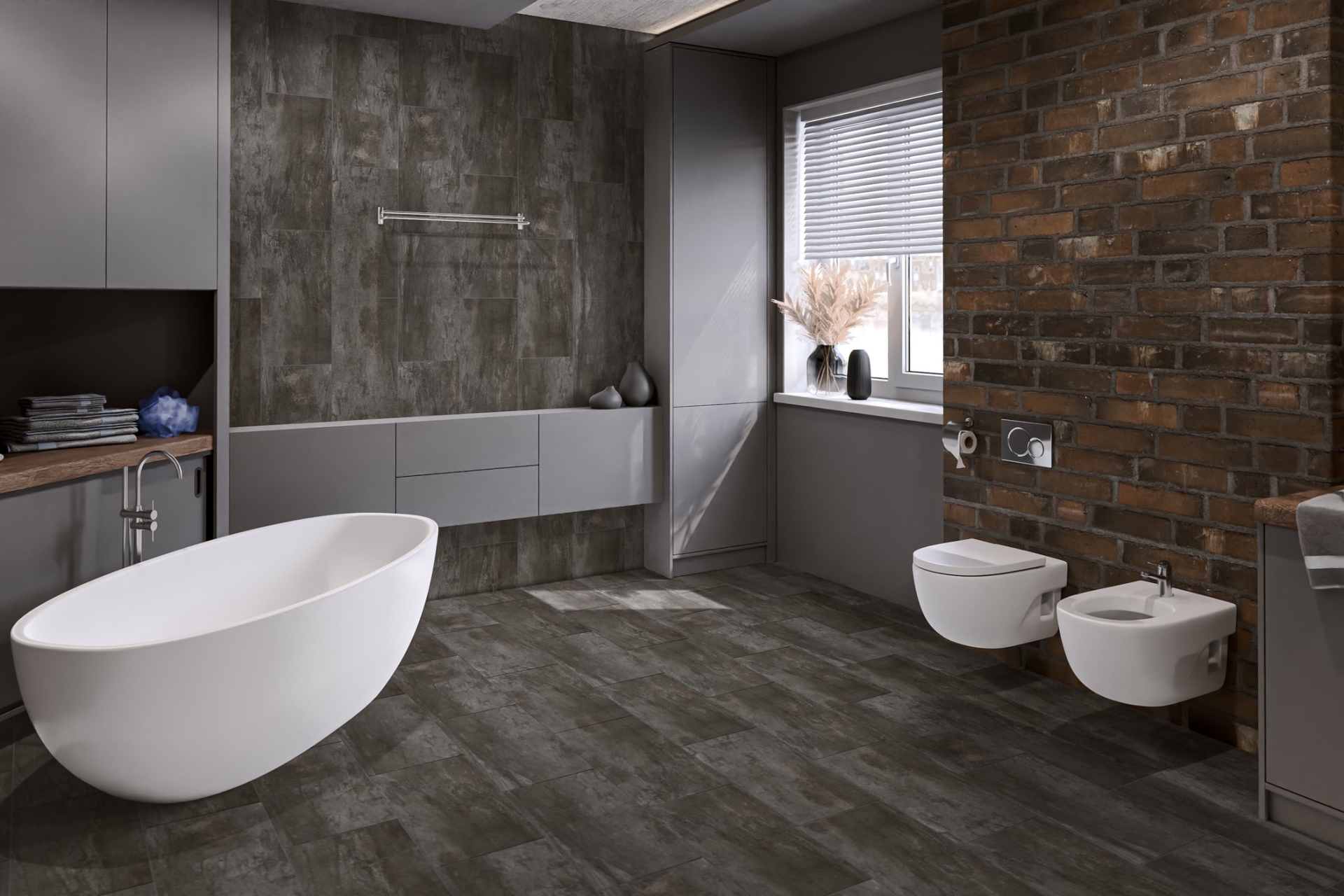 Кварцвиниловый SPC ламинат Damy Floor Ascent Strong Вайсхорн K3053-3-ST 610×305×5 фото в интерьере