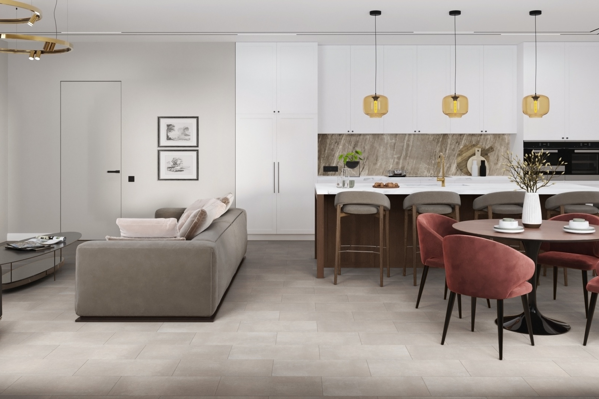 Кварцвиниловый SPC ламинат Damy Floor Ascent Strong Монблан CDM244-06-ST 610×305×5 фото в интерьере