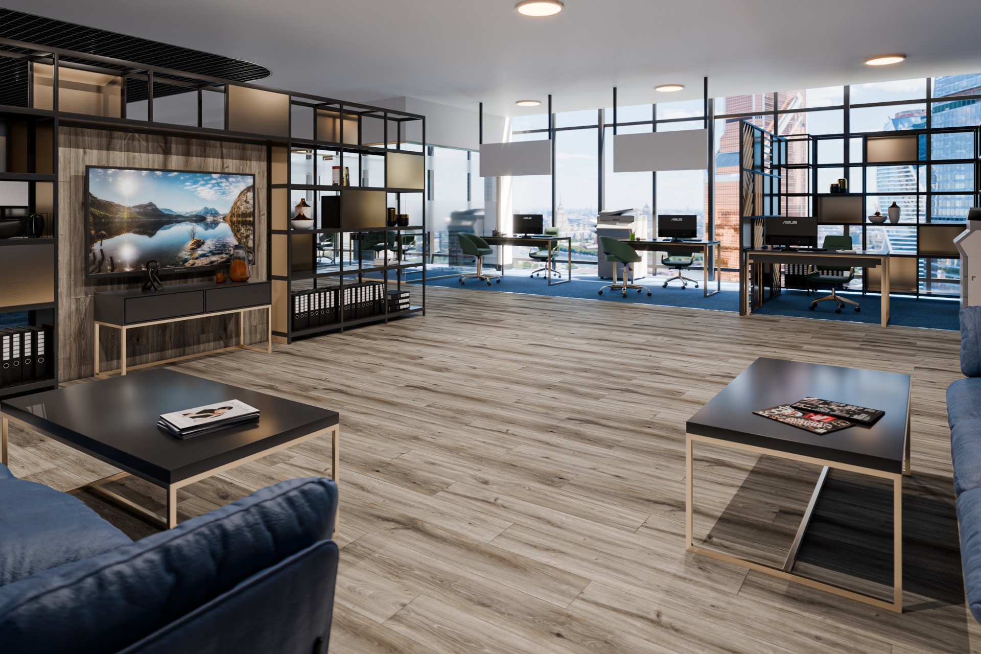 Кварцвиниловый SPC ламинат Damy Floor Family Дуб Натуральный 6607-9 1220×180×4 фото в интерьере