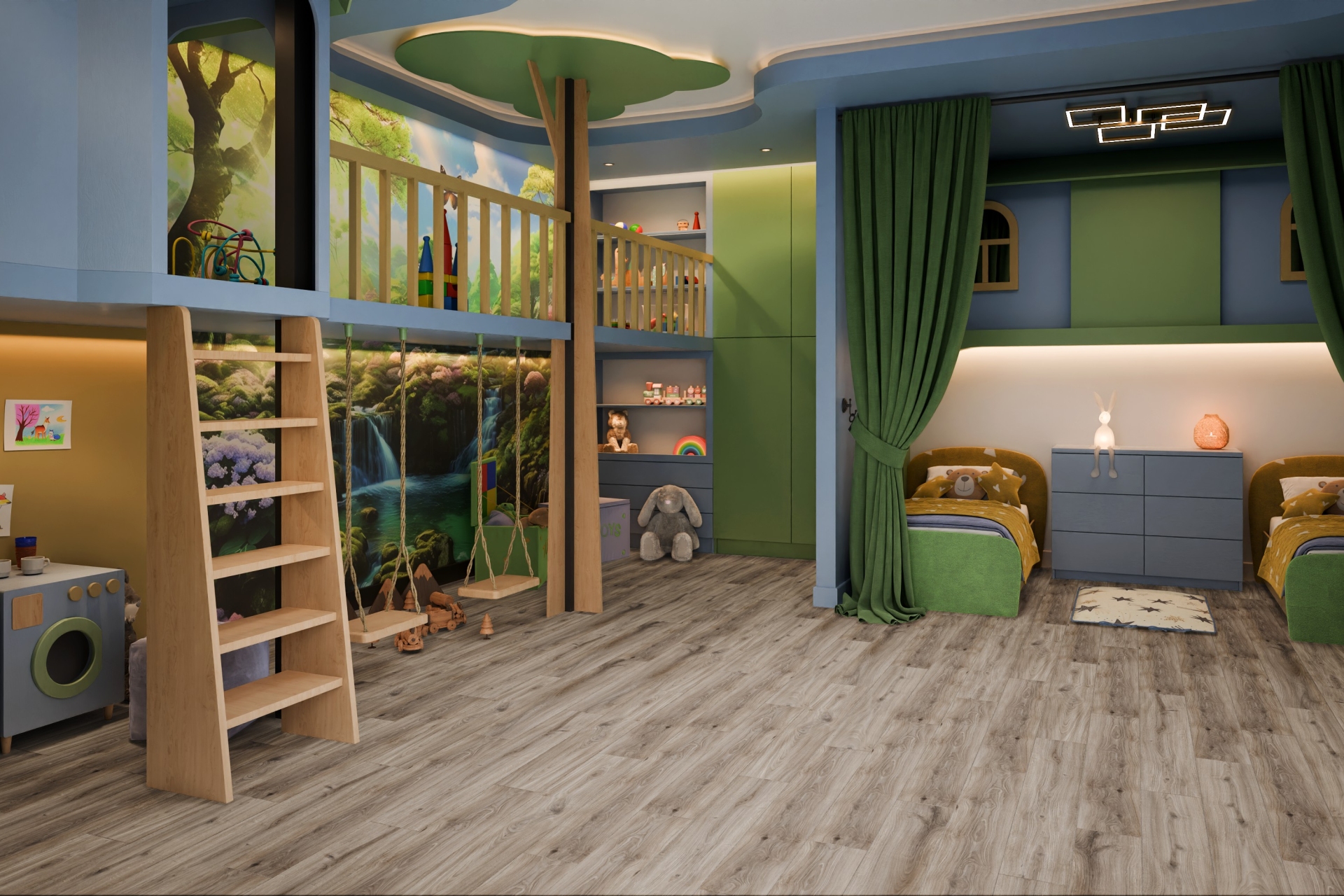 Кварцвиниловый SPC ламинат Damy Floor Family Дуб Натуральный 6607-9 1220×180×4 фото в интерьере