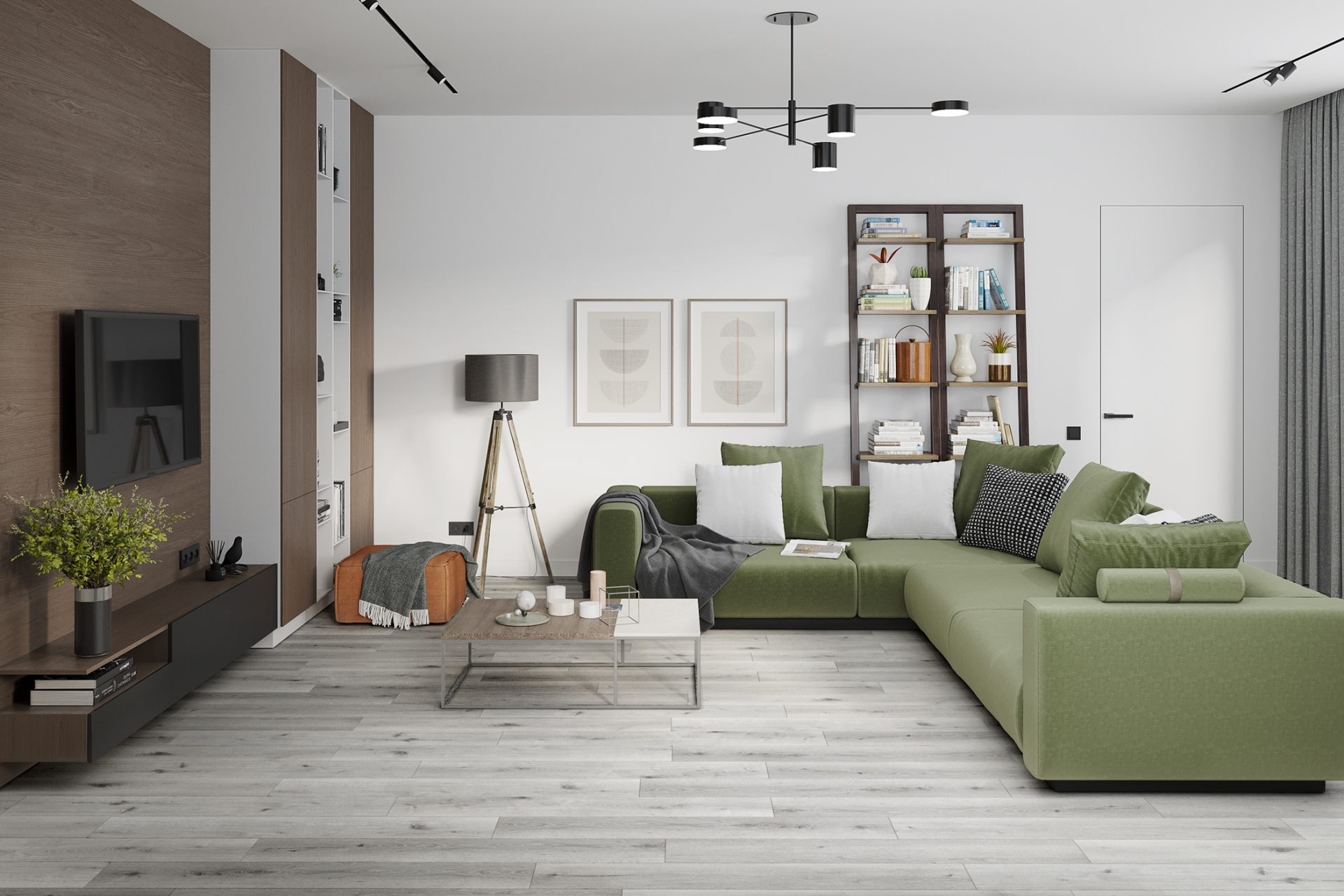 Кварцвиниловый SPC ламинат Damy Floor Family Дуб Классический Серый T7020-2 1220×180×4 фото в интерьере
