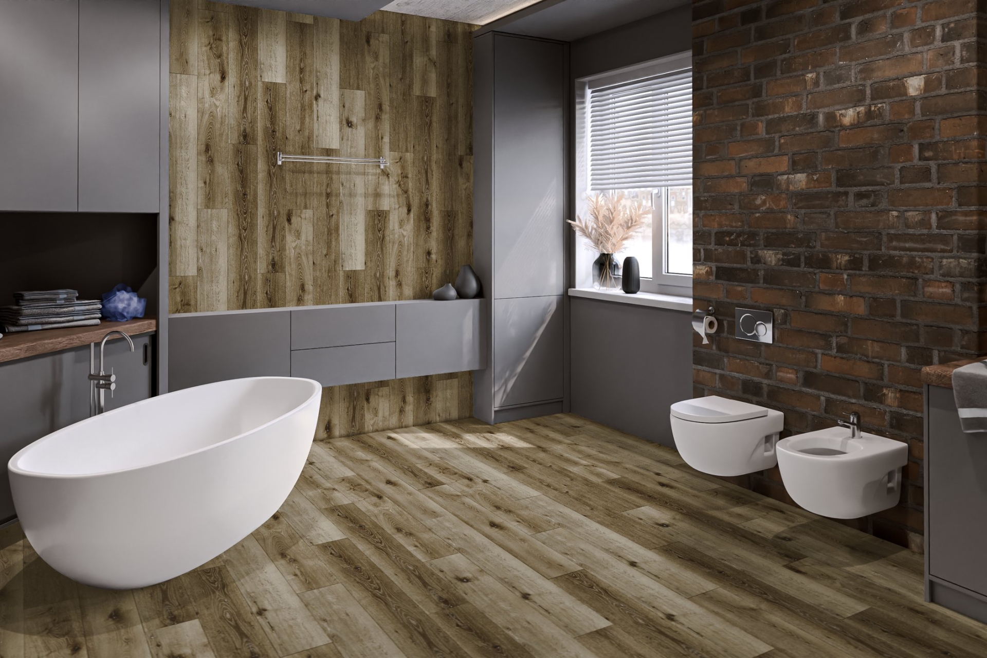 Кварцвиниловый SPC ламинат Damy Floor Family Дуб Провинциальный T7020-4 1220×180×4 фото в интерьере