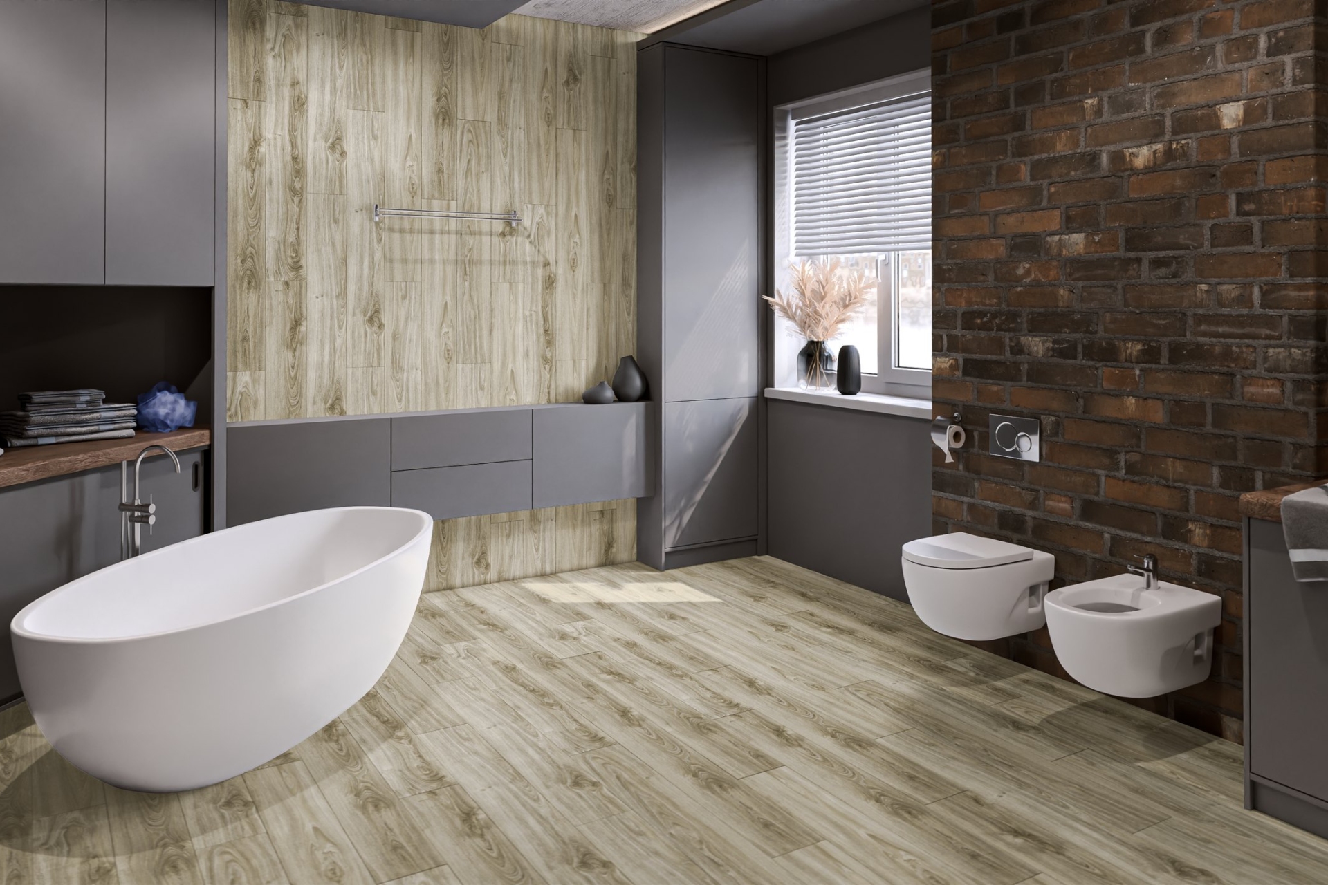 Кварцвиниловый SPC ламинат Damy Floor Family Дуб Белый SL3739-3 1220×180×4 фото в интерьере