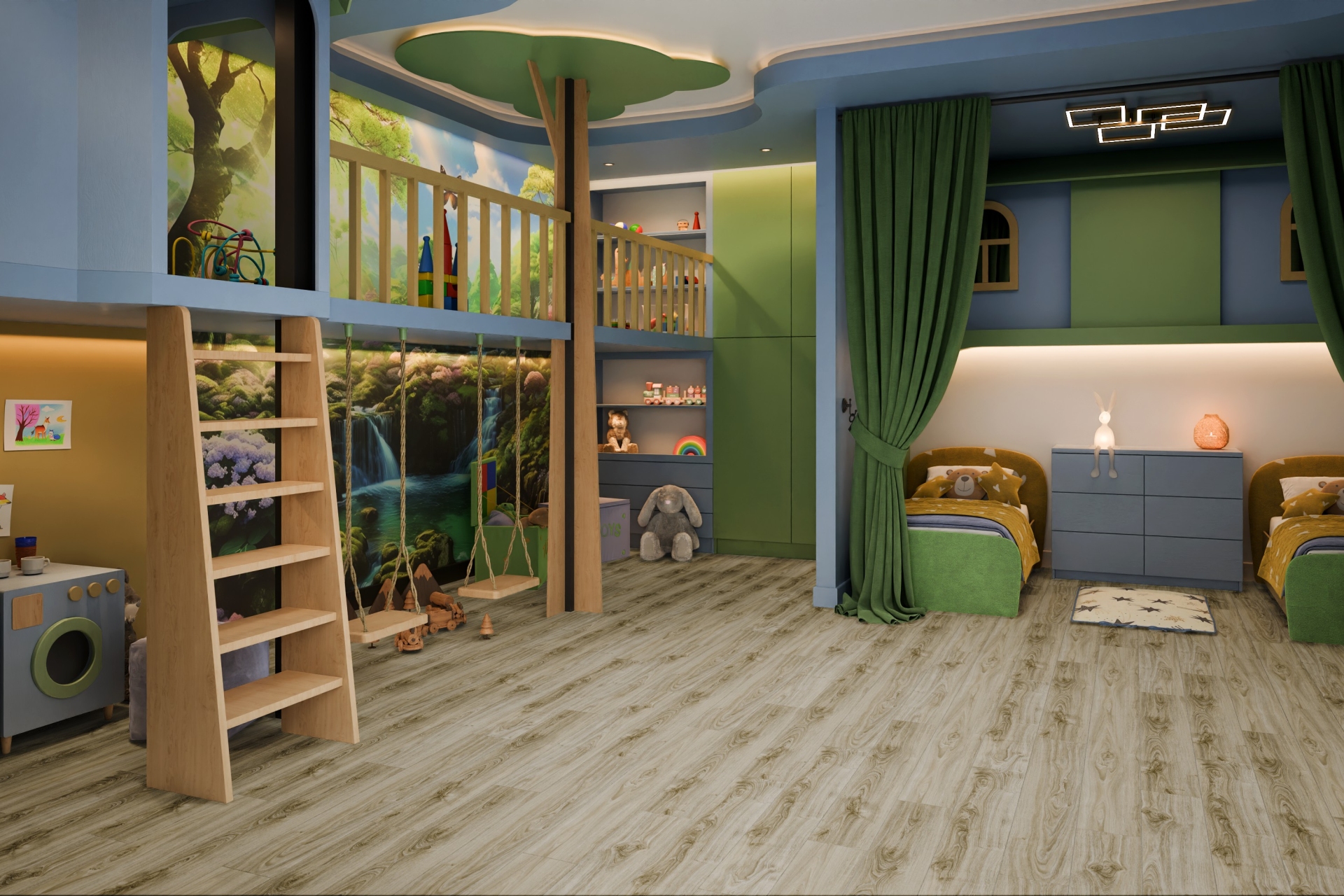 Кварцвиниловый SPC ламинат Damy Floor Family Дуб Белый SL3739-3 1220×180×4 фото в интерьере