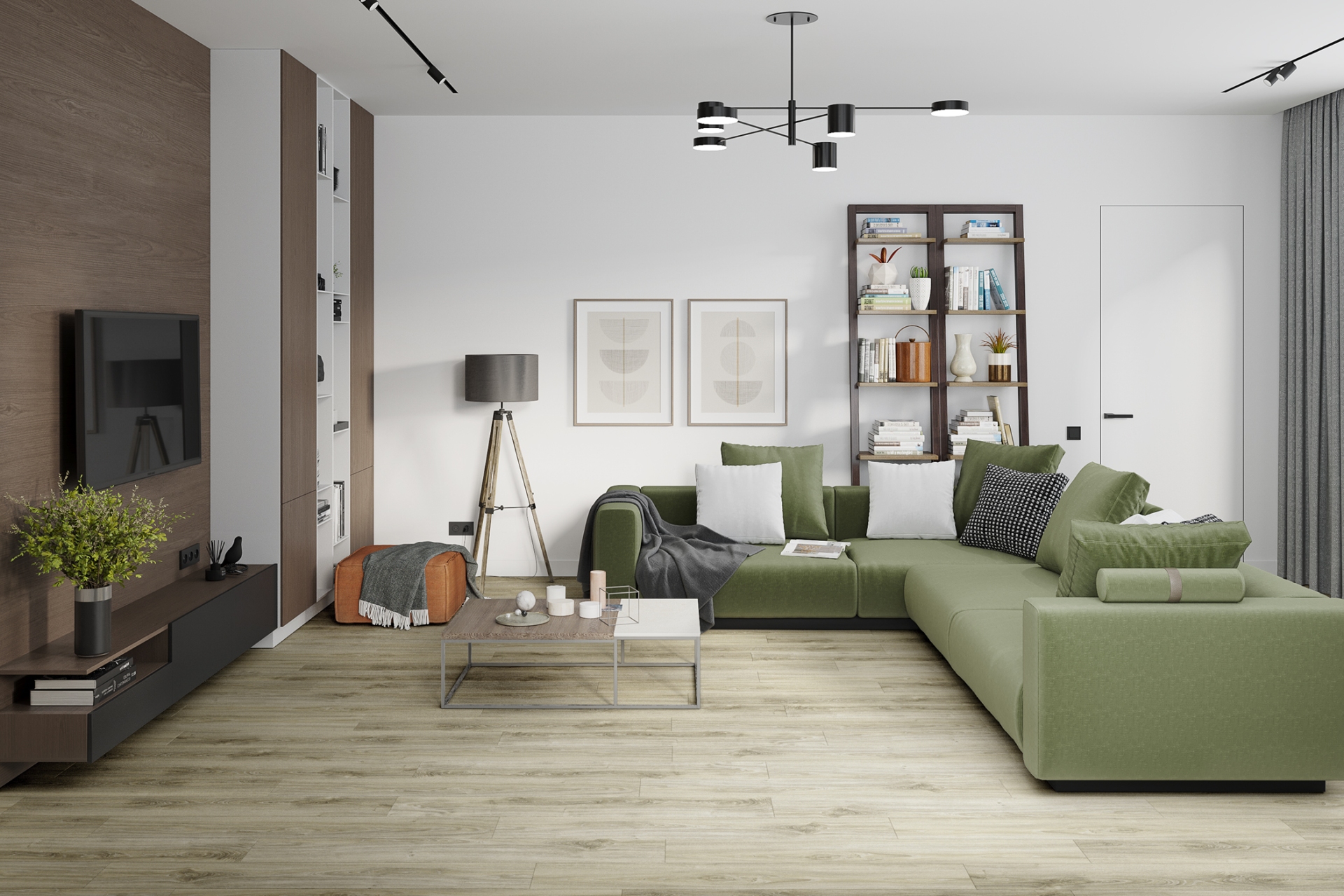 Кварцвиниловый SPC ламинат Damy Floor Family Дуб Белый SL3739-3 1220×180×4 фото в интерьере