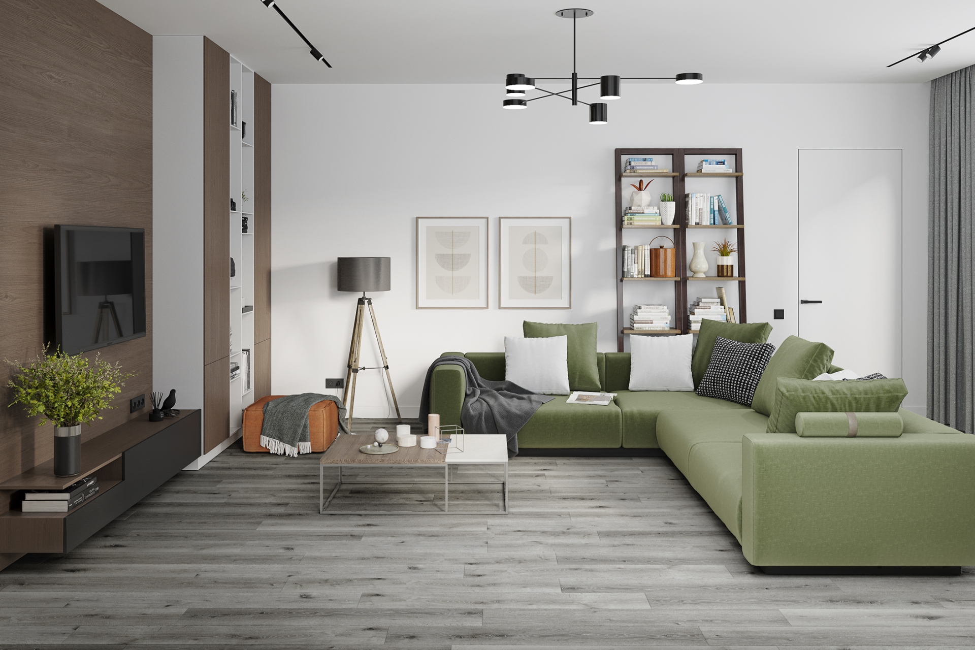 Кварцвиниловый SPC ламинат Damy Floor Family Дуб Состаренный Серый T7020-5D 1220×180×4 фото в интерьере