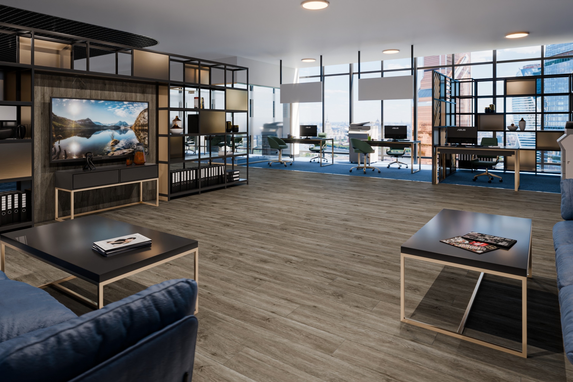 Кварцвиниловый SPC ламинат Damy Floor Family Дуб Горный TCM298-26 1220×180×4 фото в интерьере