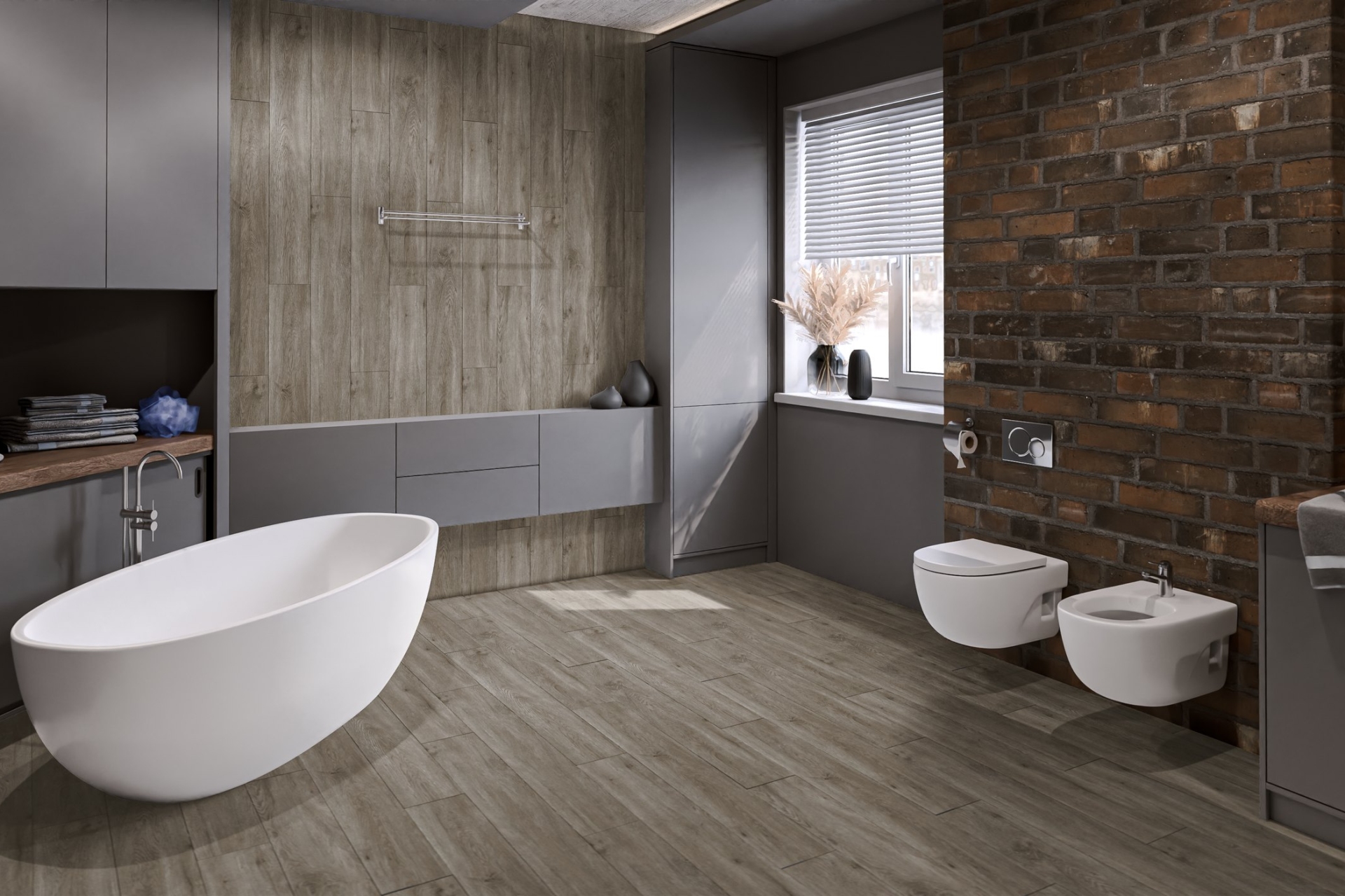 Кварцвиниловый SPC ламинат Damy Floor Family Дуб Горный TCM298-26 1220×180×4 фото в интерьере