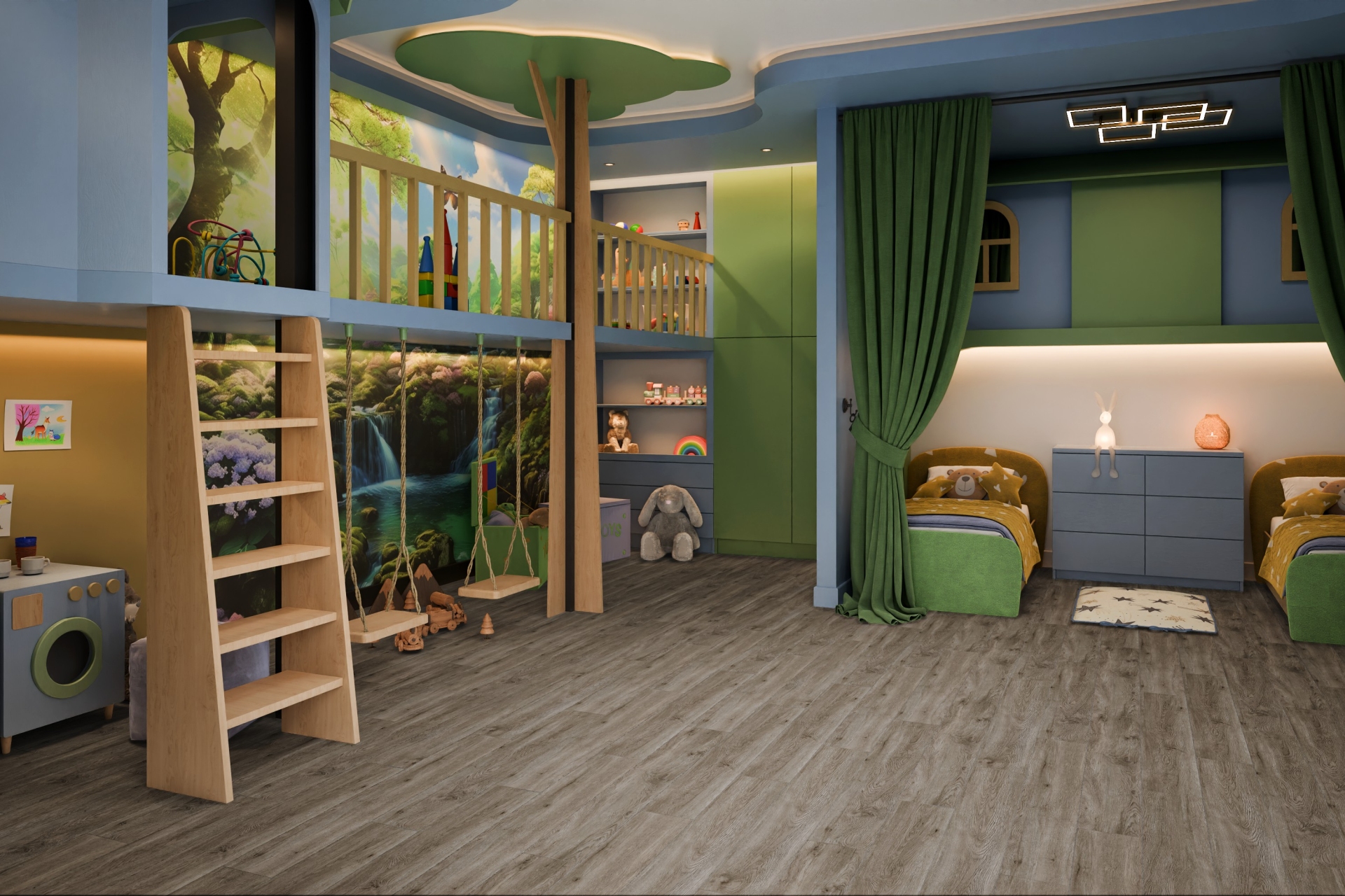 Кварцвиниловый SPC ламинат Damy Floor Family Дуб Горный TCM298-26 1220×180×4 фото в интерьере