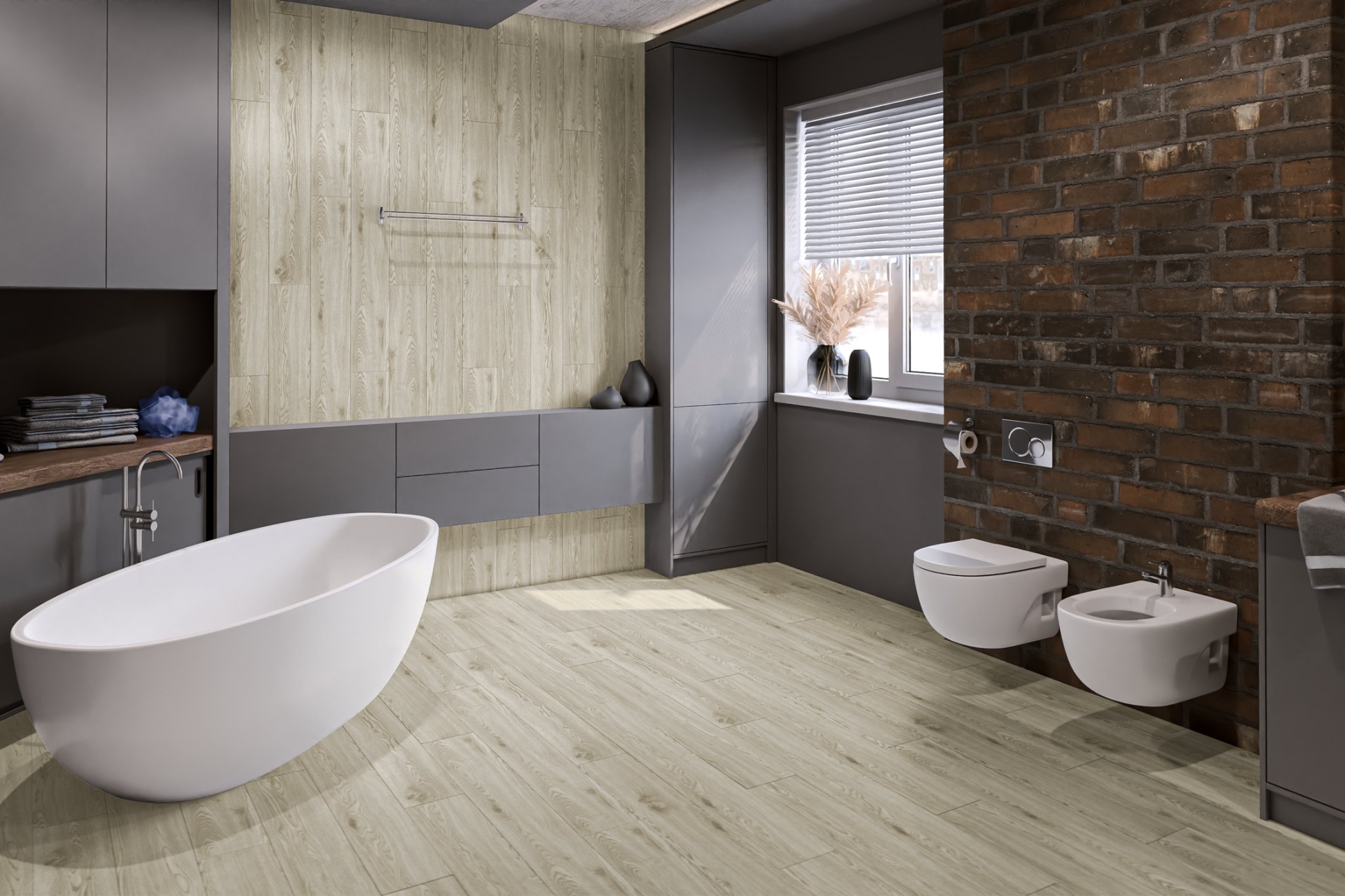 Кварцвиниловый SPC ламинат Damy Floor Family Дуб Светлый TCM285-15 1220×180×4 фото в интерьере