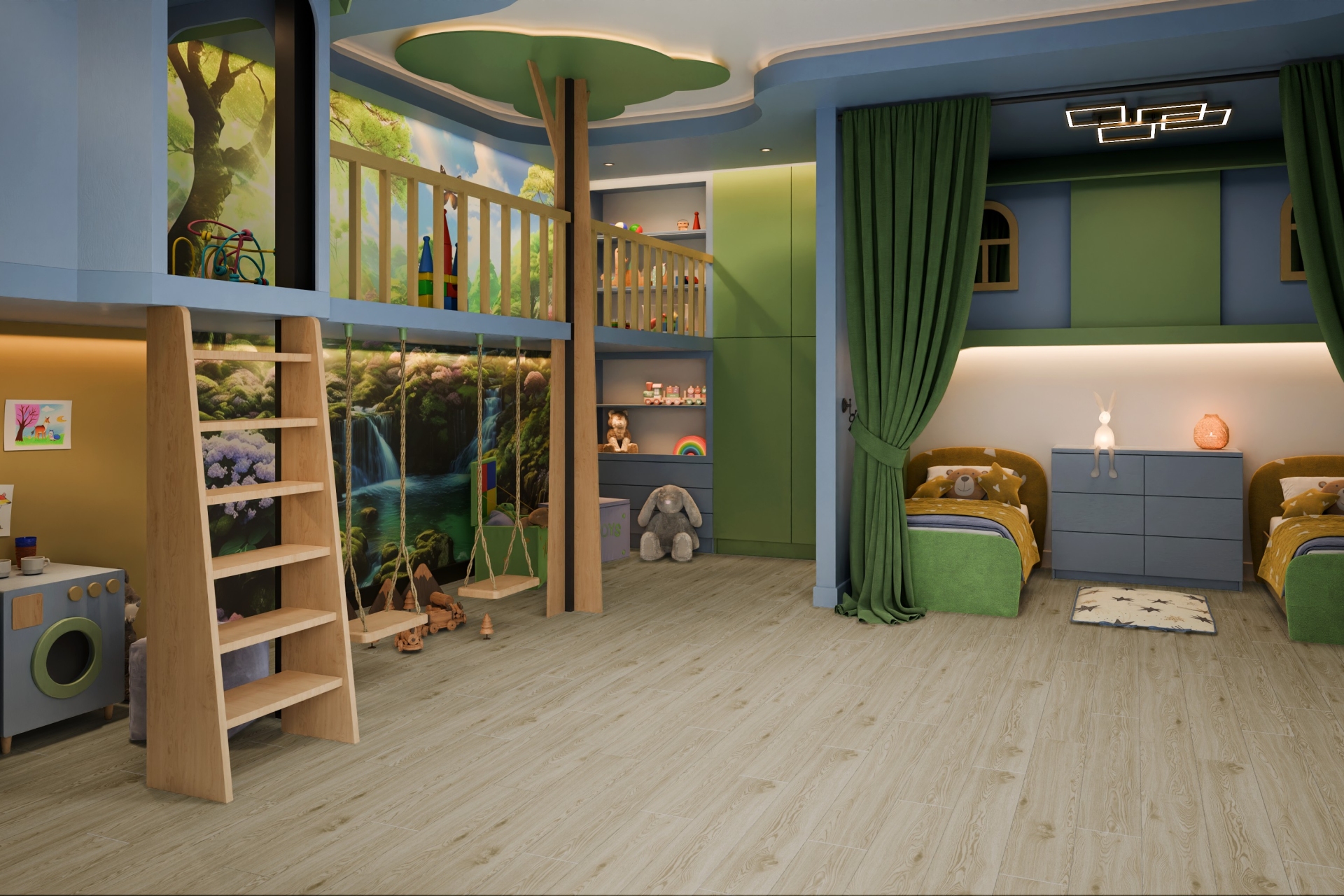 Кварцвиниловый SPC ламинат Damy Floor Family Дуб Светлый TCM285-15 1220×180×4 фото в интерьере
