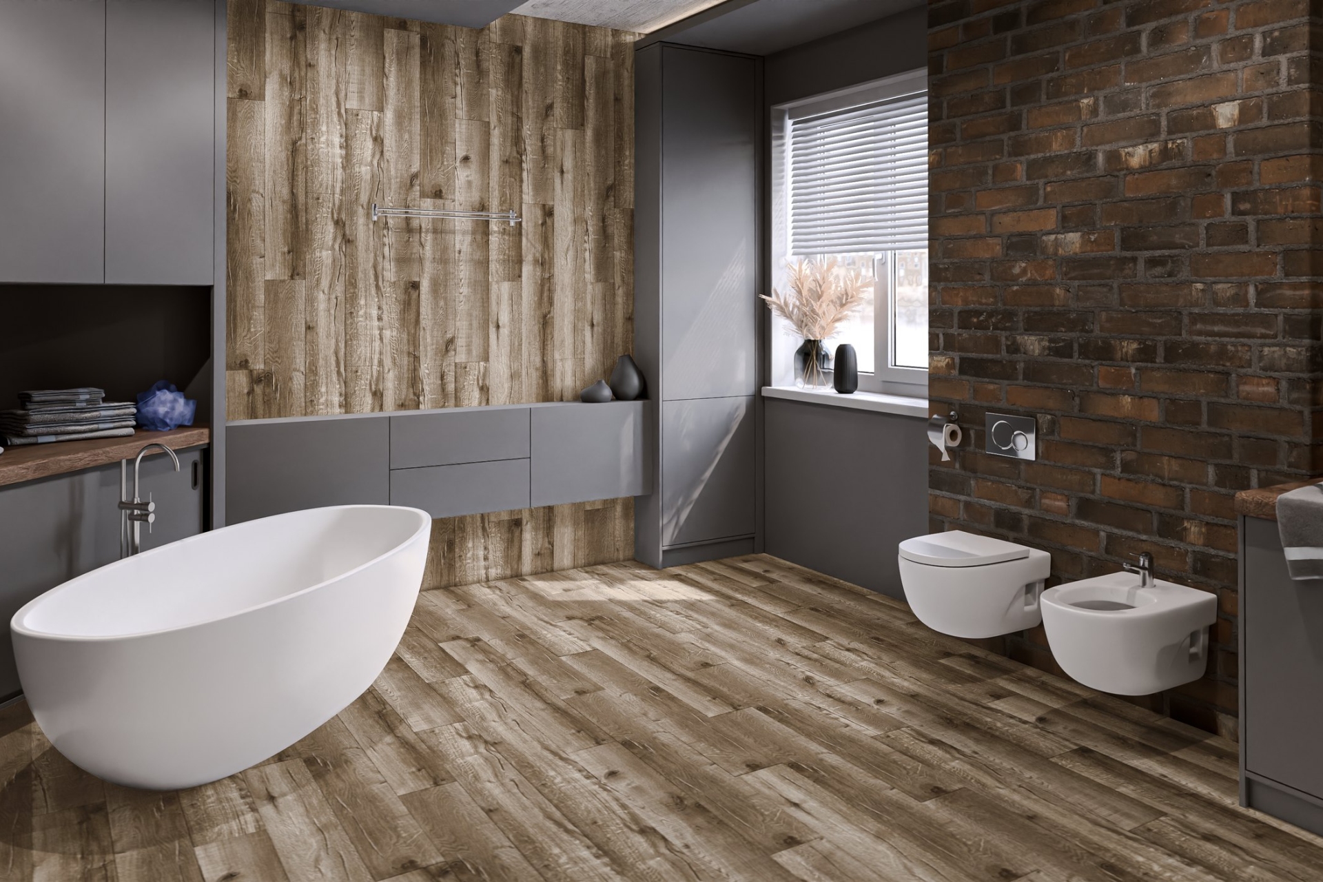 Кварцвиниловый SPC ламинат Damy Floor Family Дуб Изысканный JC8271-7 1220×180×4 фото в интерьере