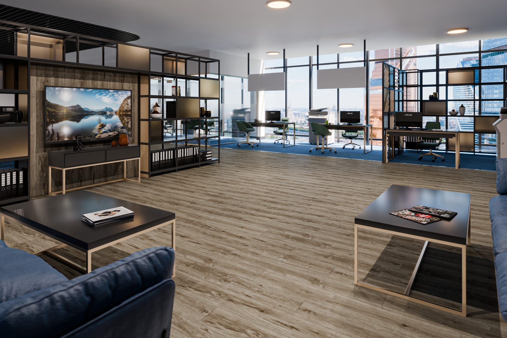 Кварцвиниловый SPC ламинат Damy Floor Family Дуб Имбирный 248-8 1220×180×4 фото в интерьере