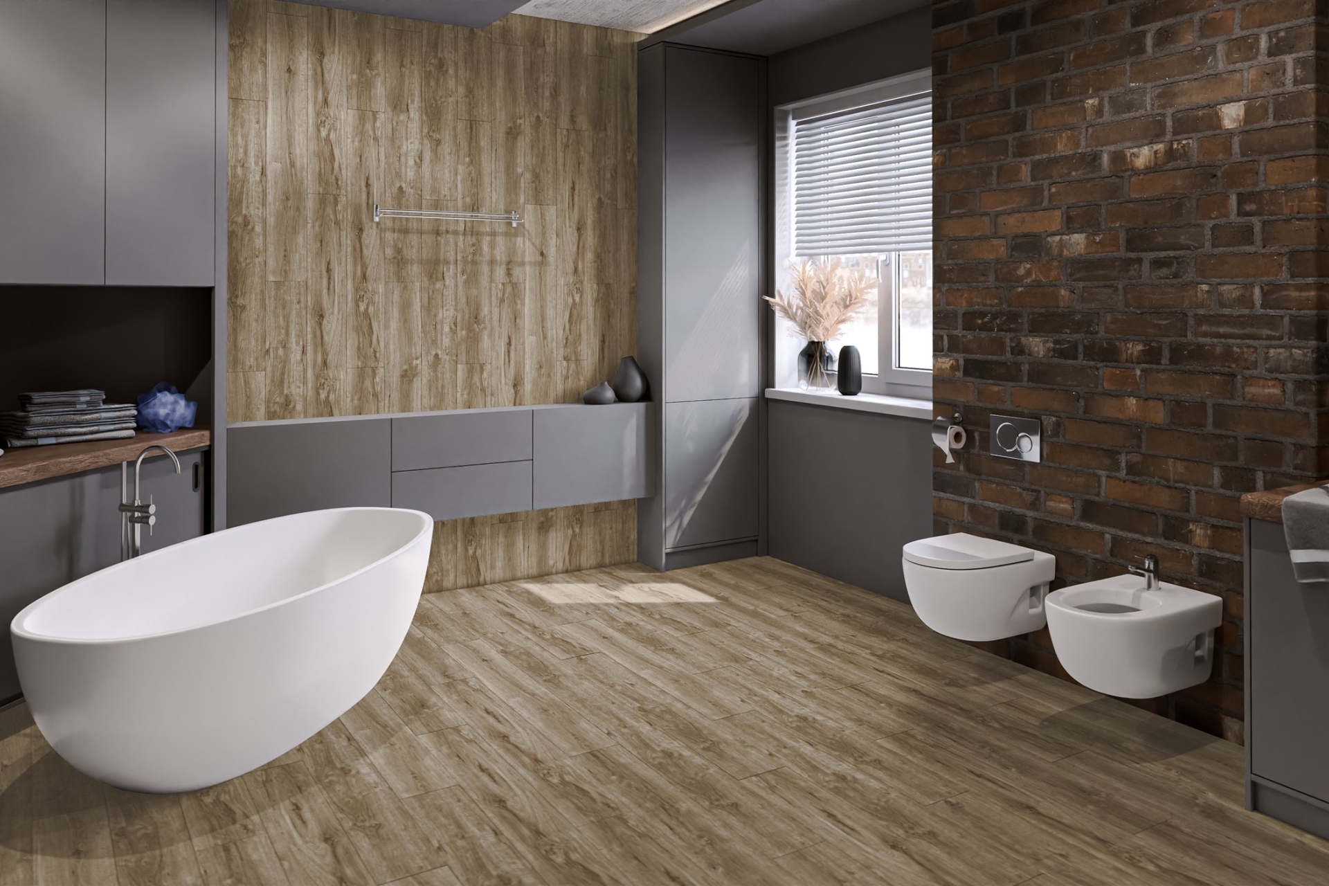 Кварцвиниловый SPC ламинат Damy Floor Family Дуб Имбирный 248-8 1220×180×4 фото в интерьере
