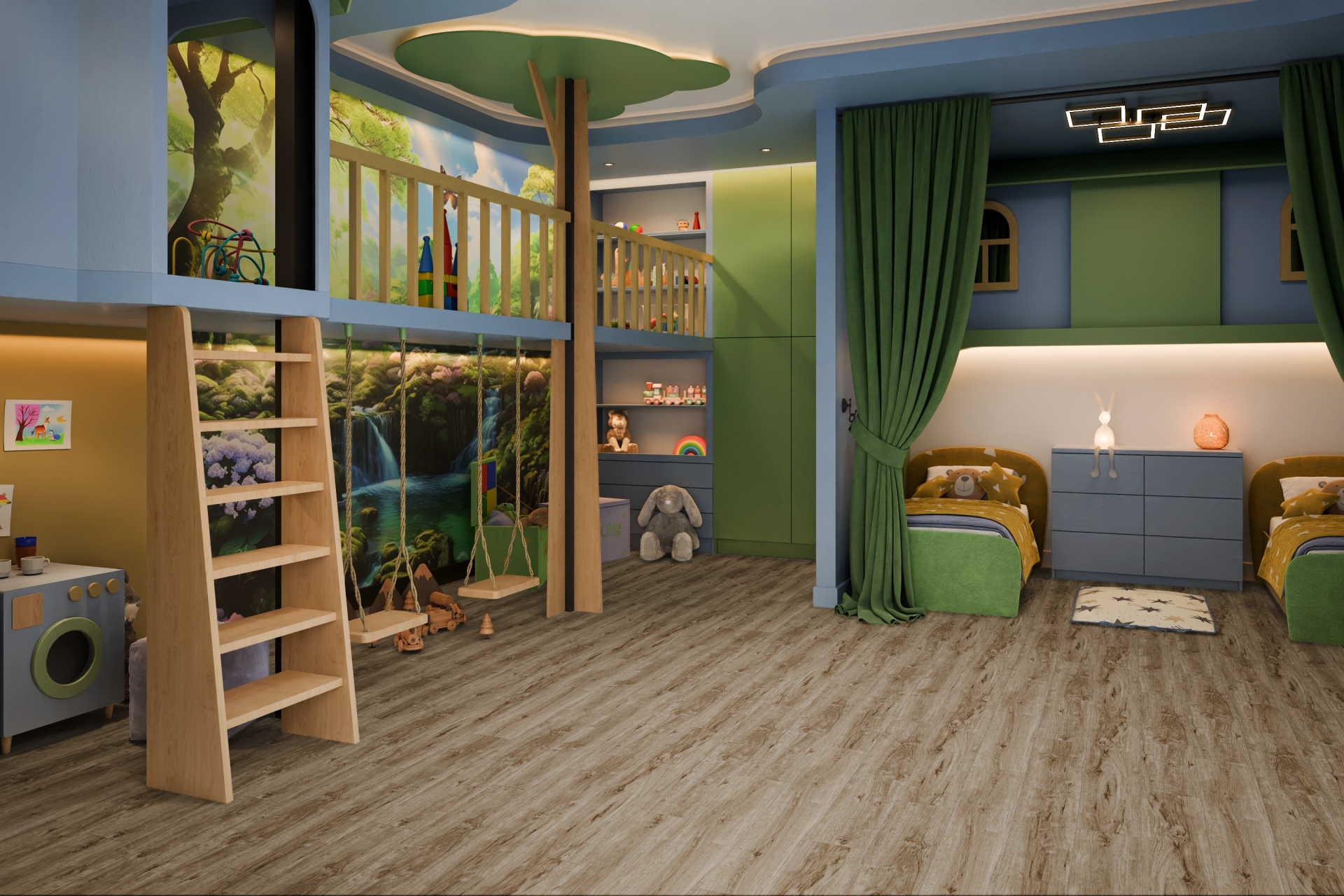 Кварцвиниловый SPC ламинат Damy Floor Family Дуб Имбирный 248-8 1220×180×4 фото в интерьере