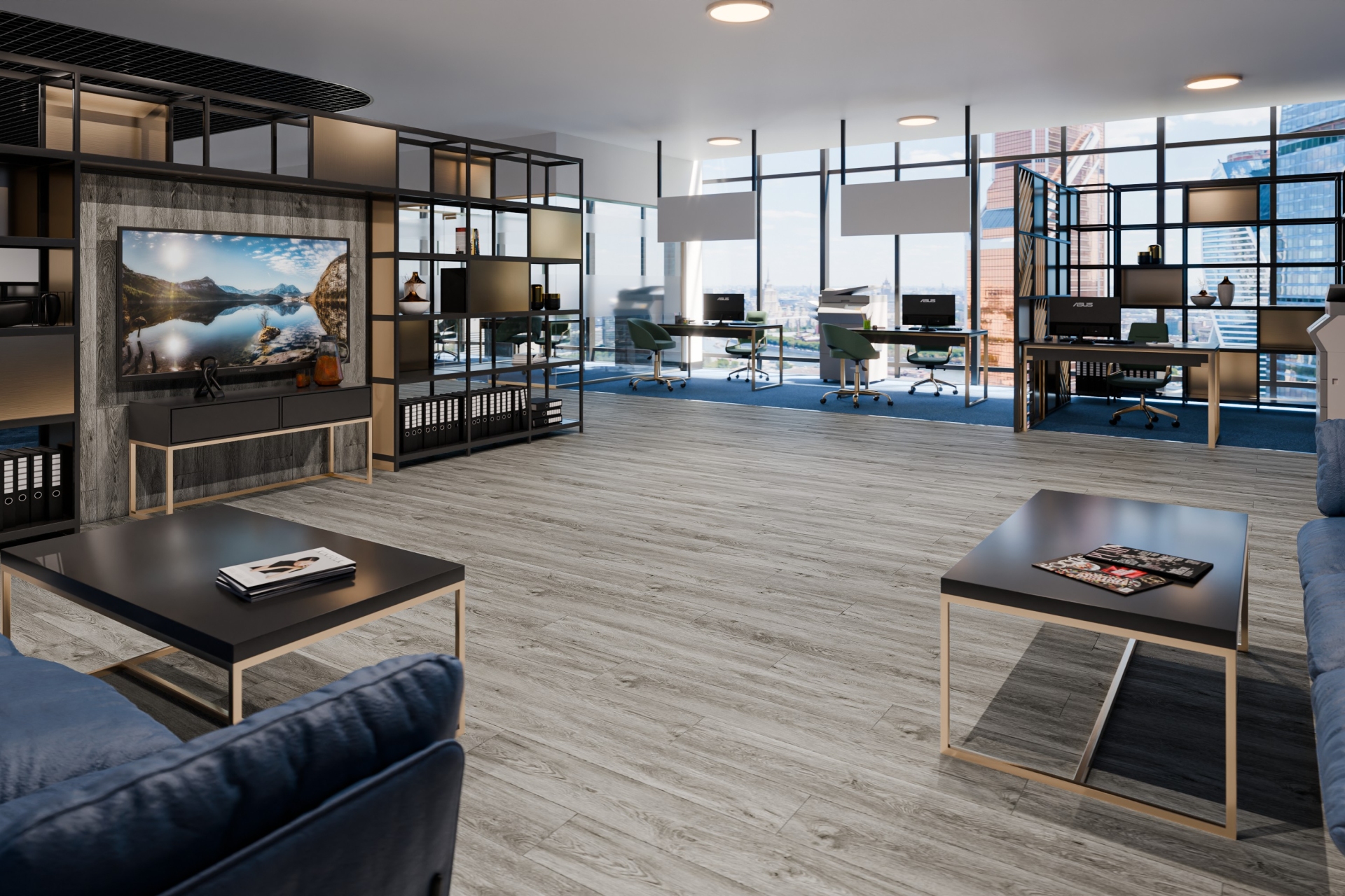 Кварцвиниловый SPC ламинат Damy Floor Family Дуб Английский English Oak SL3683-6 1220×180×4 фото в интерьере