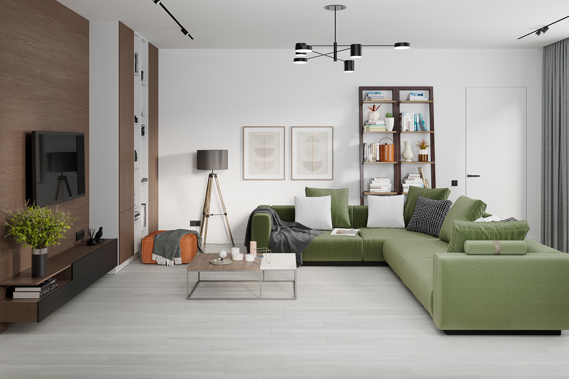 Кварцвиниловый SPC ламинат Damy Floor Family Дуб Зимний TCM304-3 1220×180×4 фото в интерьере