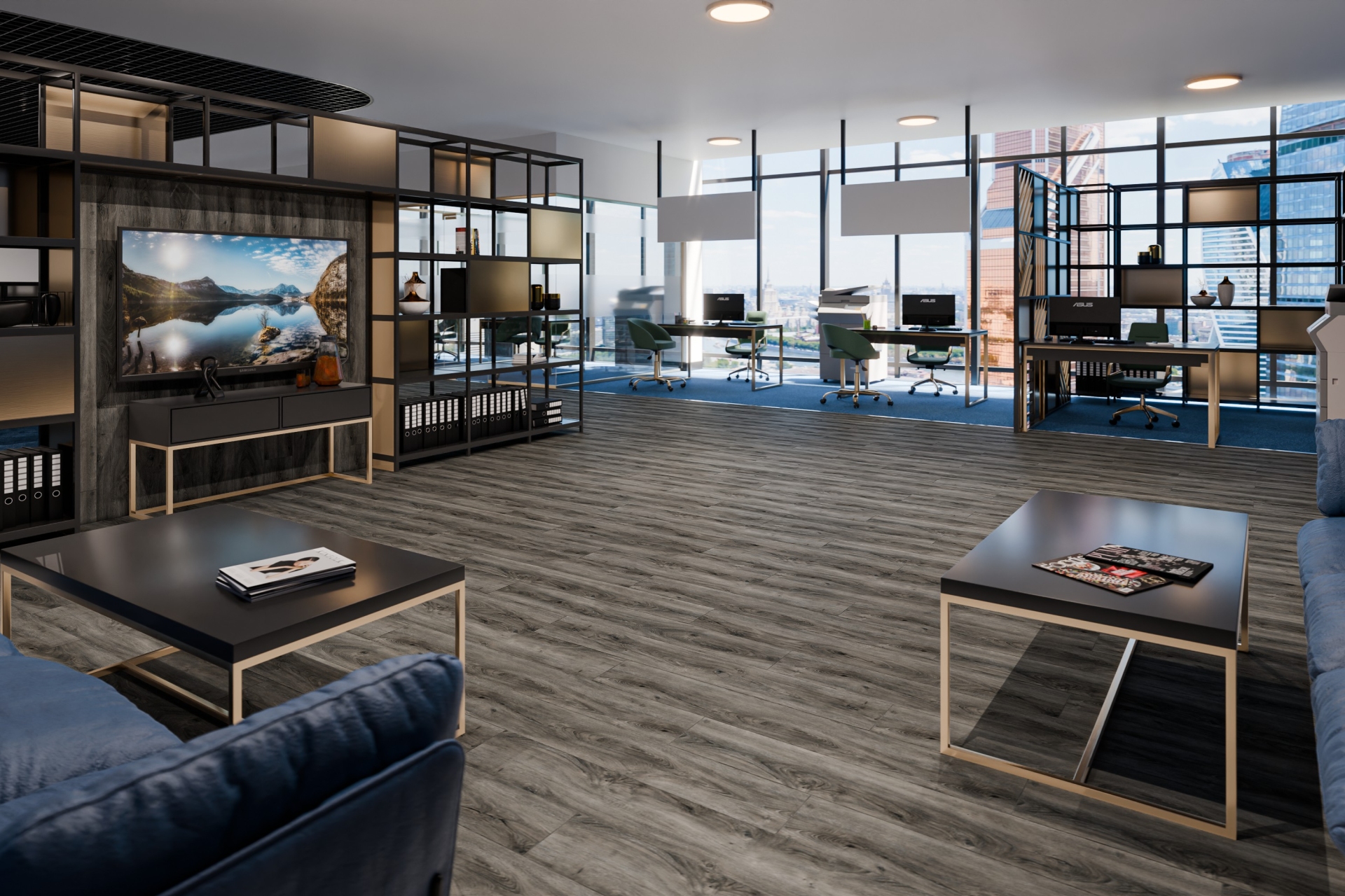 Кварцвиниловый SPC ламинат Damy Floor Family Дуб Кантри TCM359-25 1220×180×4 фото в интерьере