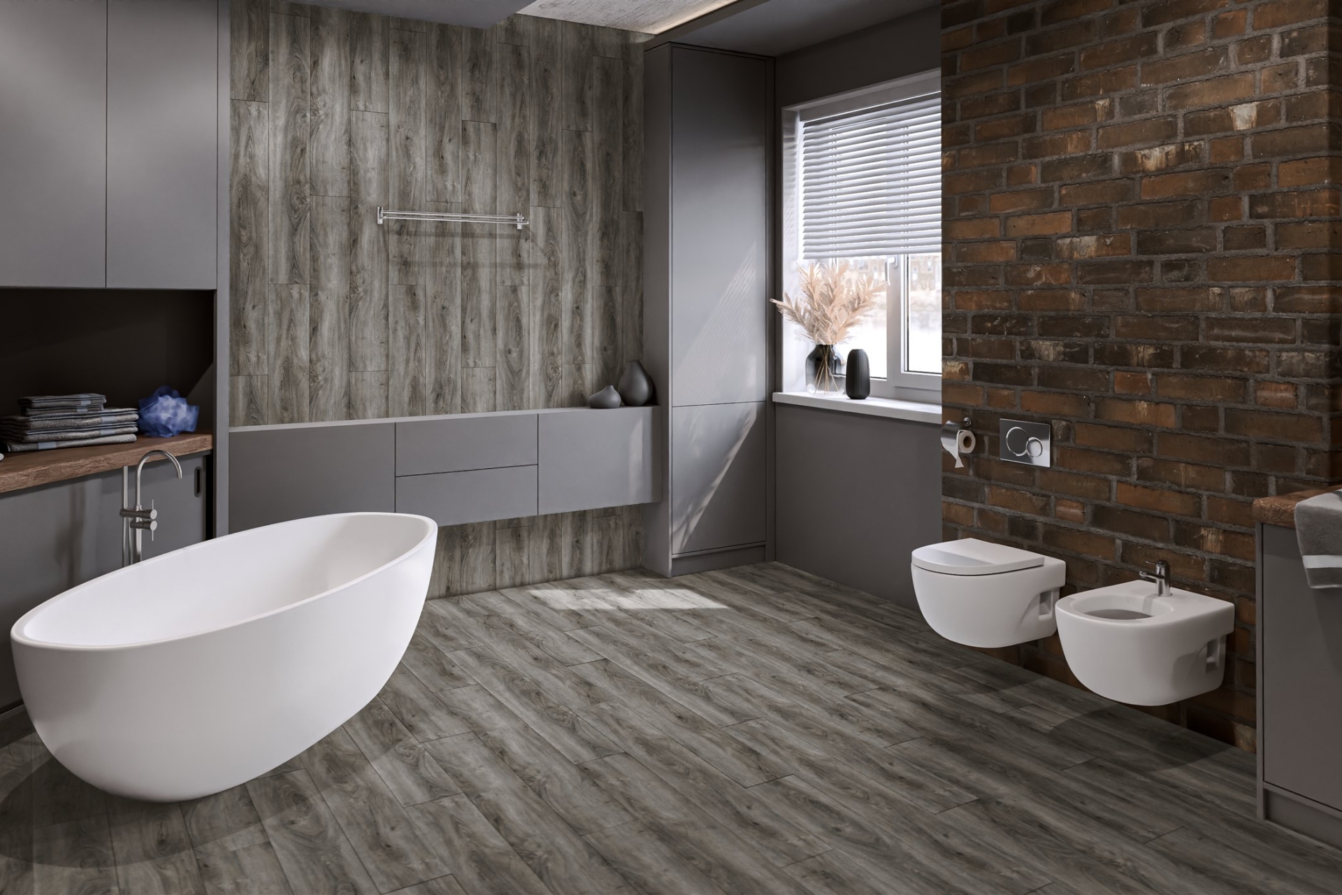 Кварцвиниловый SPC ламинат Damy Floor Family Дуб Кантри TCM359-25 1220×180×4 фото в интерьере
