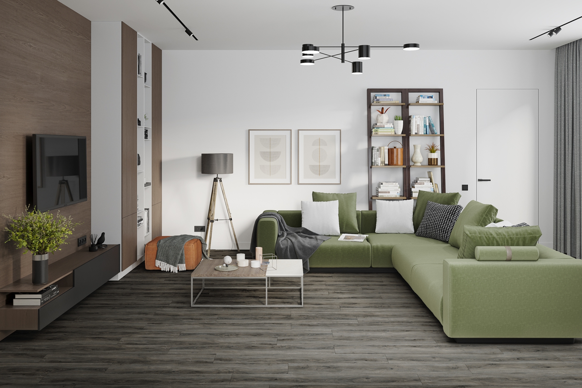 Кварцвиниловый SPC ламинат Damy Floor Family Дуб Кантри TCM359-25 1220×180×4 фото в интерьере