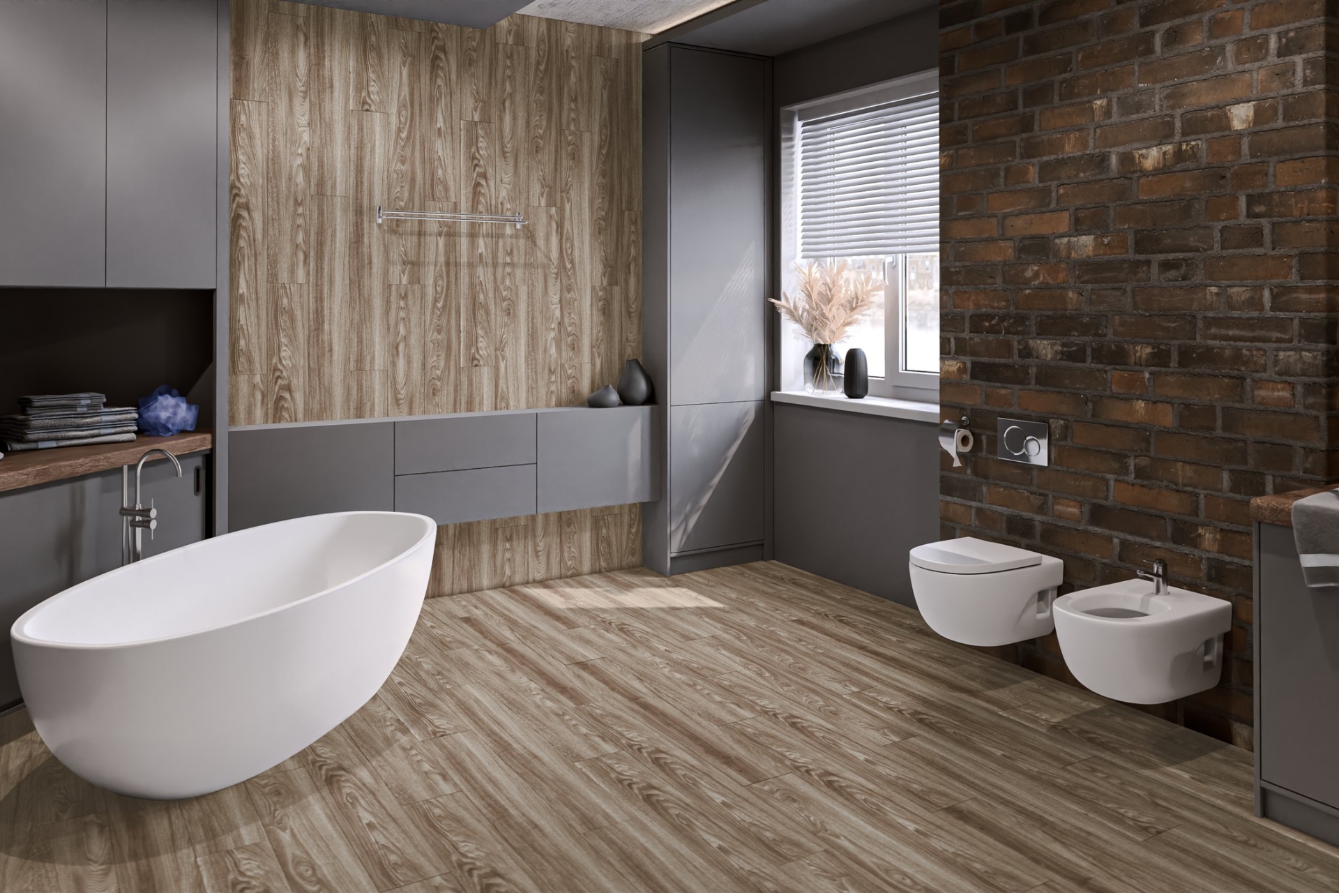 Кварцвиниловый SPC ламинат Damy Floor Family Дуб Селект 001-2 1220×180×4 фото в интерьере