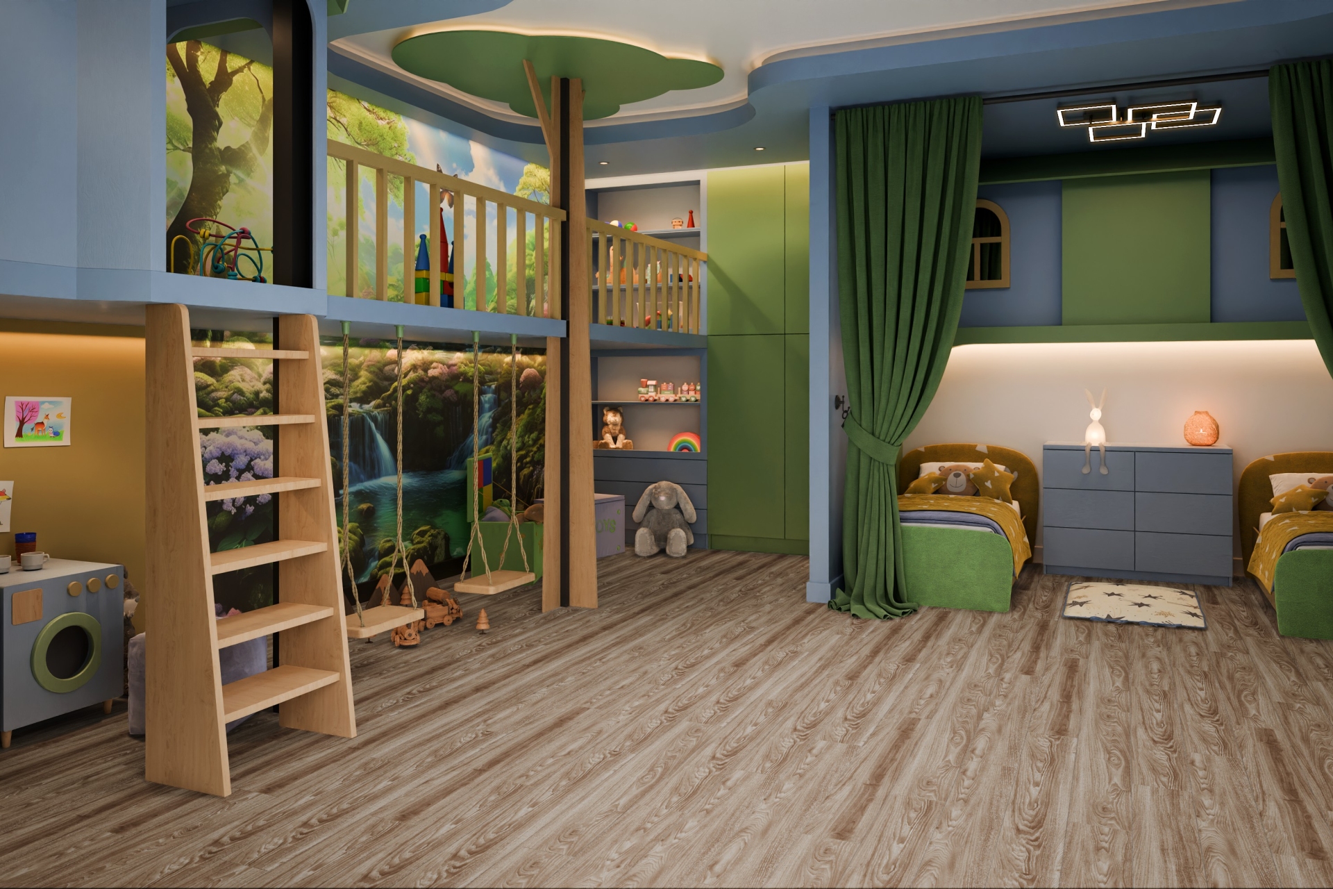 Кварцвиниловый SPC ламинат Damy Floor Family Дуб Селект 001-2 1220×180×4 фото в интерьере