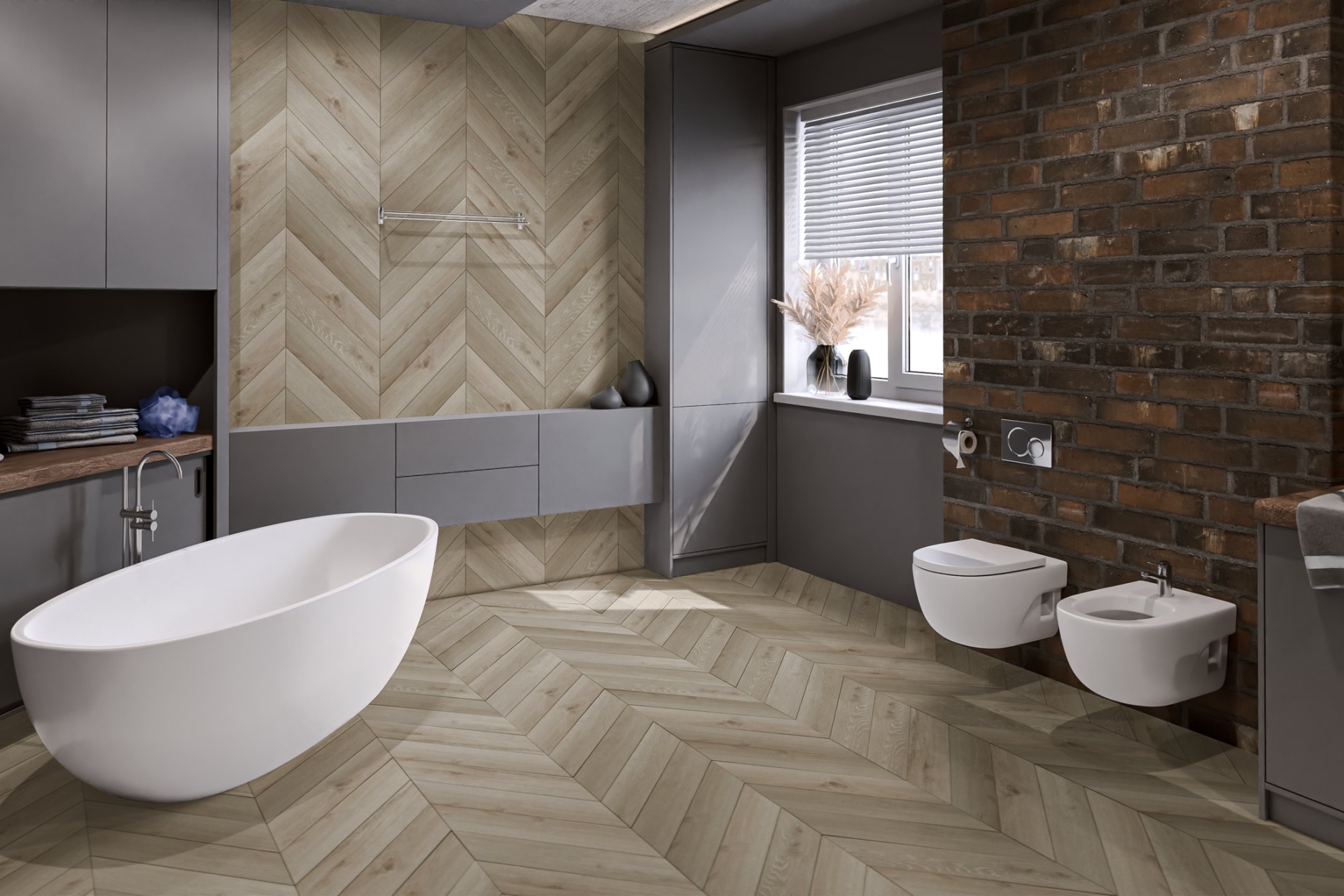 Кварцвиниловый SPC ламинат Damy Floor Chevron Версаль DF01-Ch французская елка 600×127×5 фото в интерьере