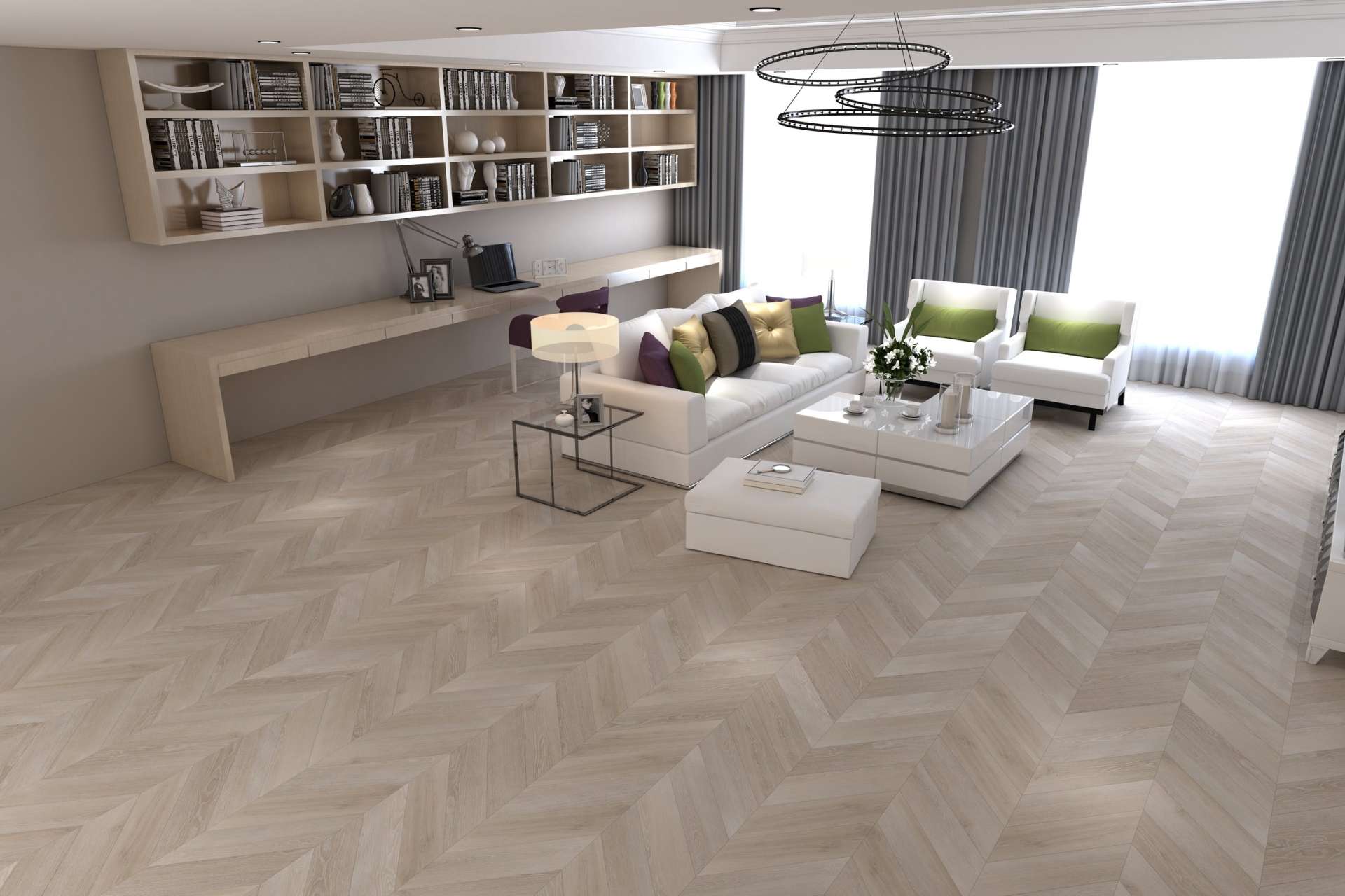 Кварцвиниловый SPC ламинат Damy Floor Chevron Пале-Рояль DF02-Ch французская елка 600×127×5 фото в интерьере