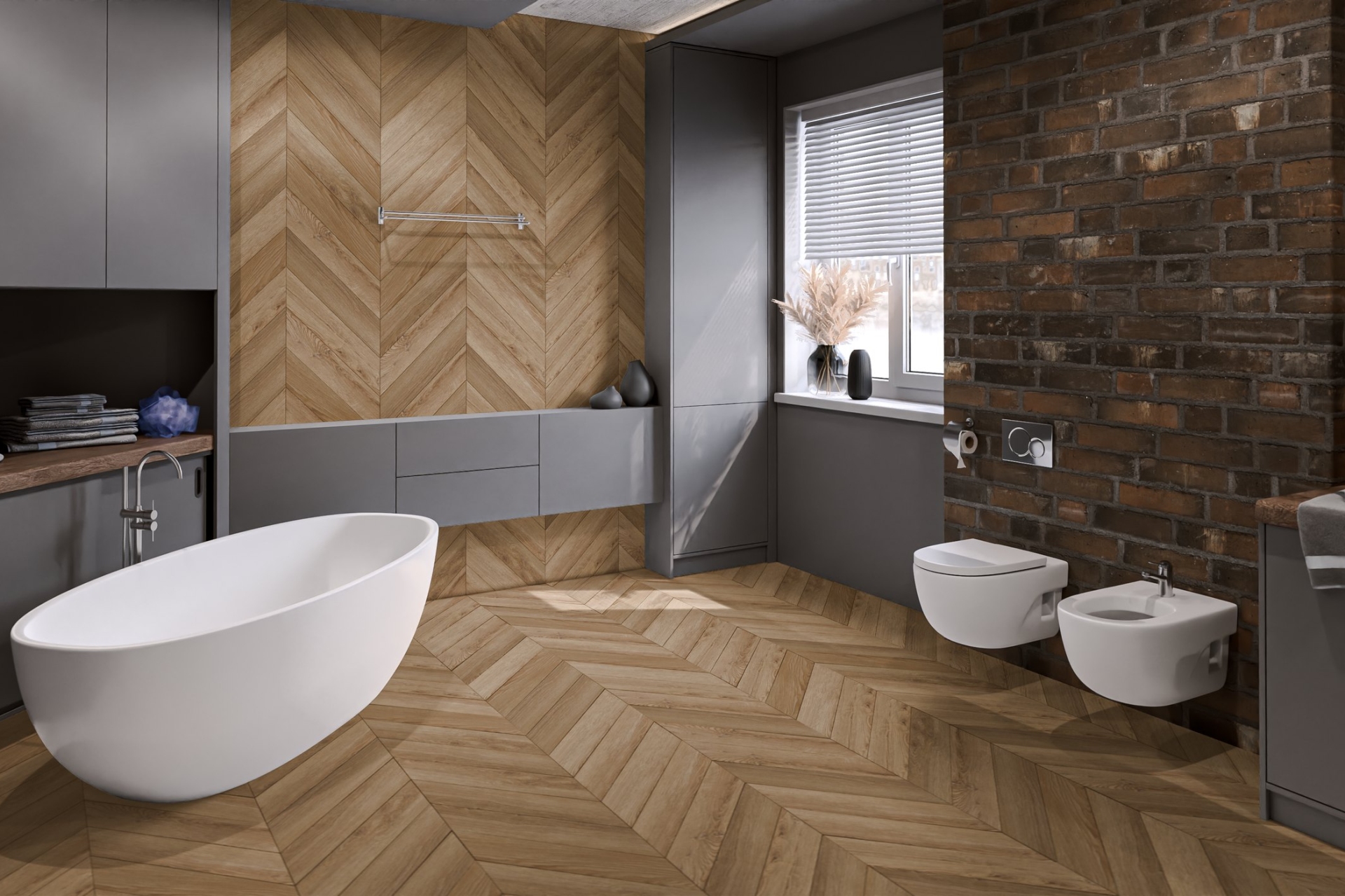 Кварцвиниловый SPC ламинат Damy Floor Chevron Лувр DF04-Ch французская елка 600×127×5 фото в интерьере