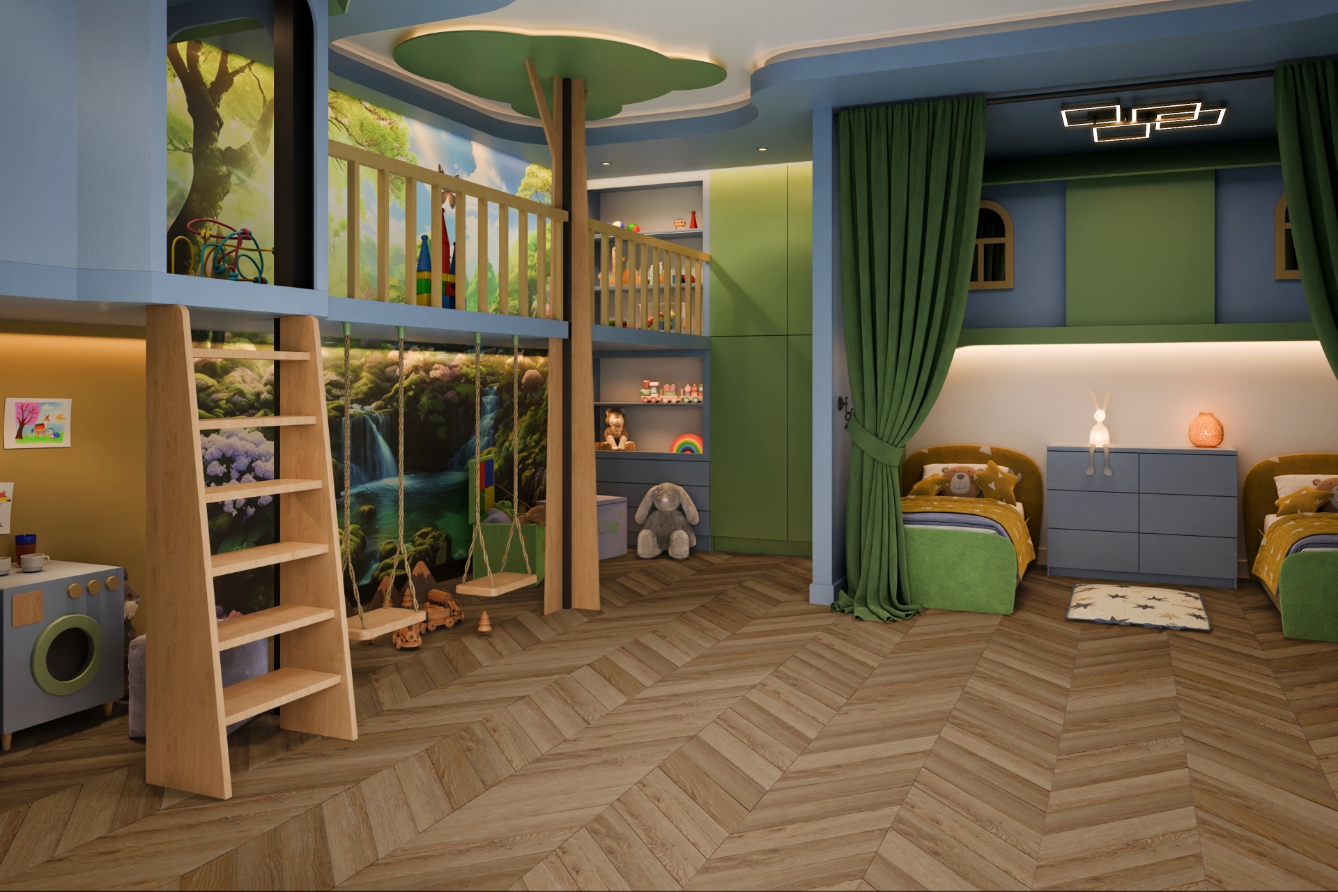Кварцвиниловый SPC ламинат Damy Floor Chevron Лувр DF04-Ch французская елка 600×127×5 фото в интерьере