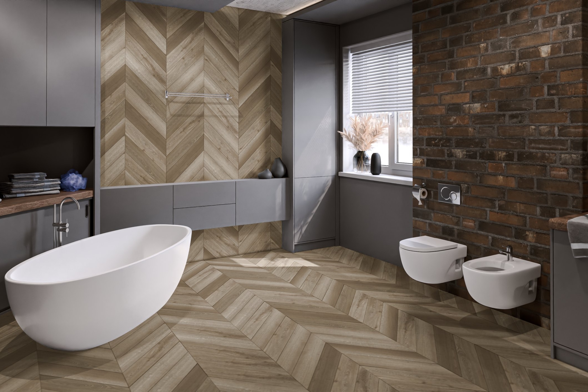 Кварцвиниловый SPC ламинат Damy Floor Chevron Сен-Жермен DF05-Ch французская елка 600×127×5 фото в интерьере