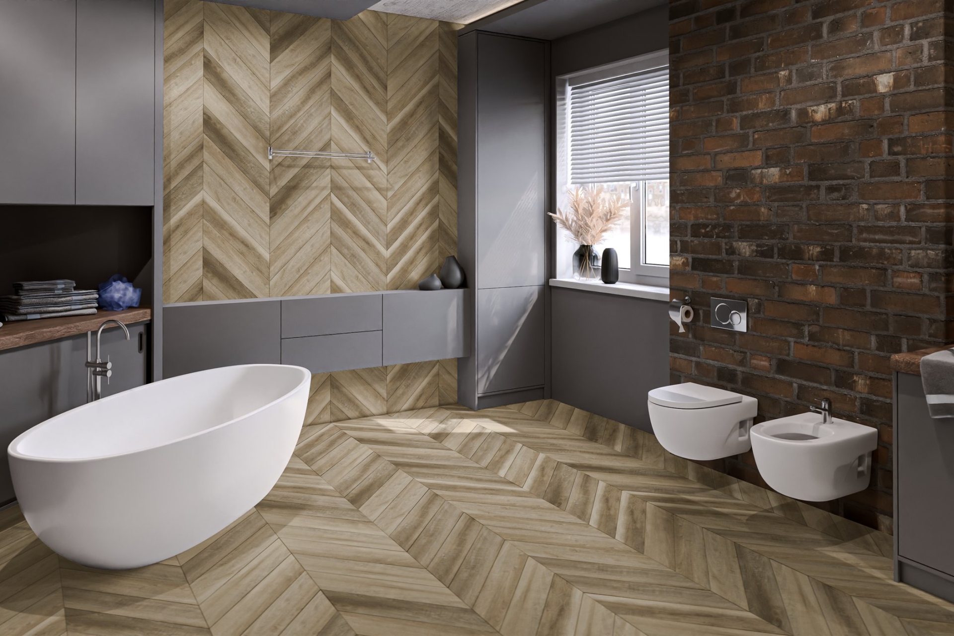 Кварцвиниловый SPC ламинат Damy Floor Chevron Амбуаз DF06-Ch французская елка 600×127×5 фото в интерьере