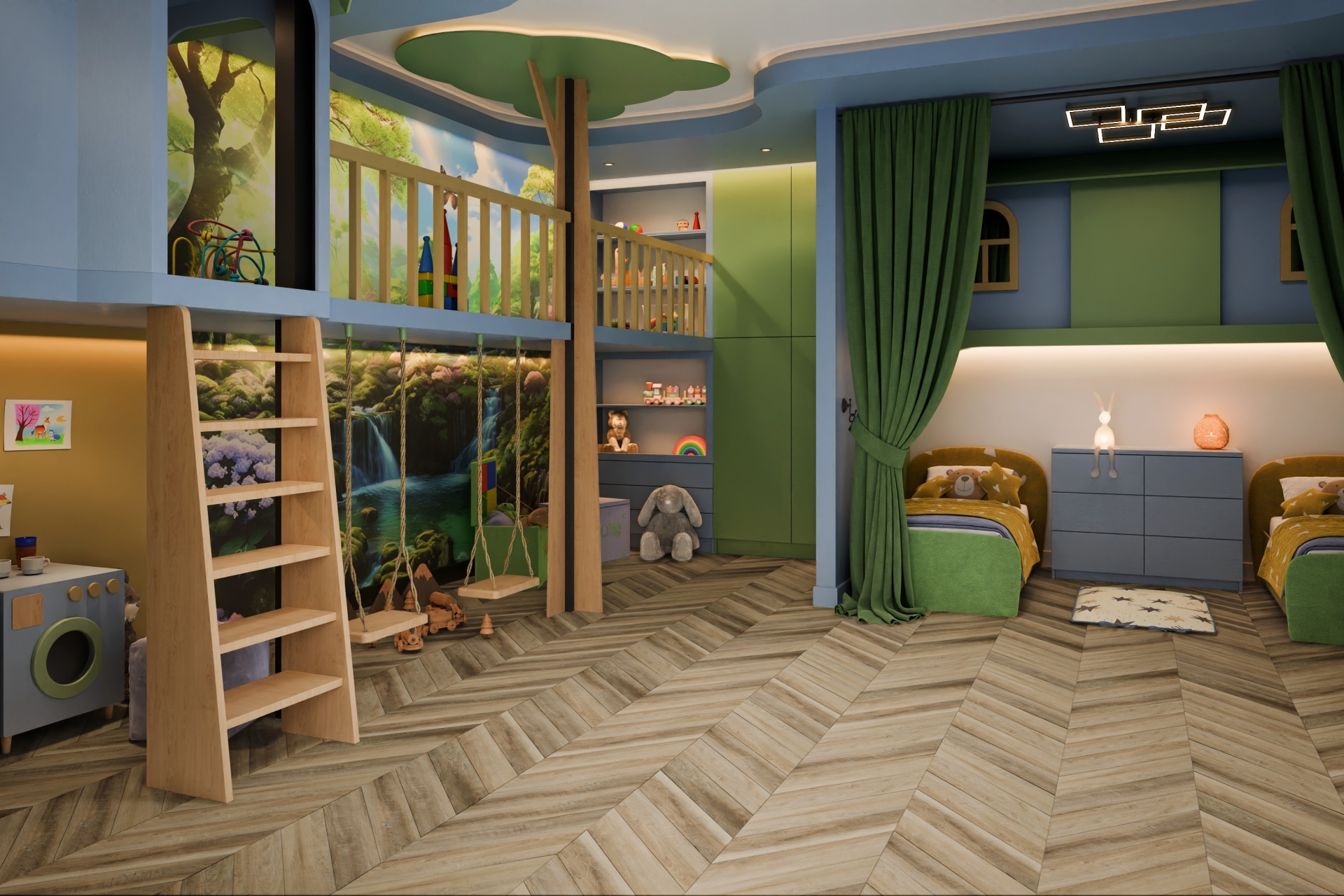 Кварцвиниловый SPC ламинат Damy Floor Chevron Амбуаз DF06-Ch французская елка 600×127×5 фото в интерьере