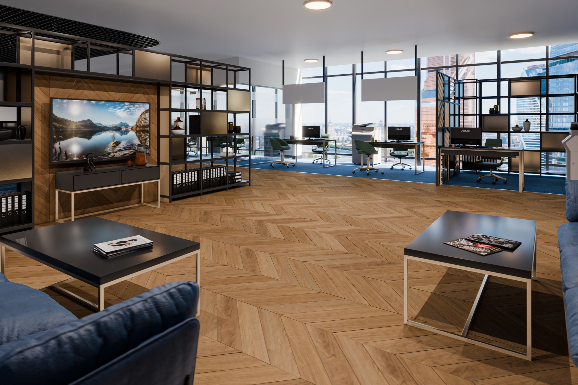 Кварцвиниловый SPC ламинат Damy Floor Chevron Монсоро DF09-Ch французская елка 600×127×5 фото в интерьере