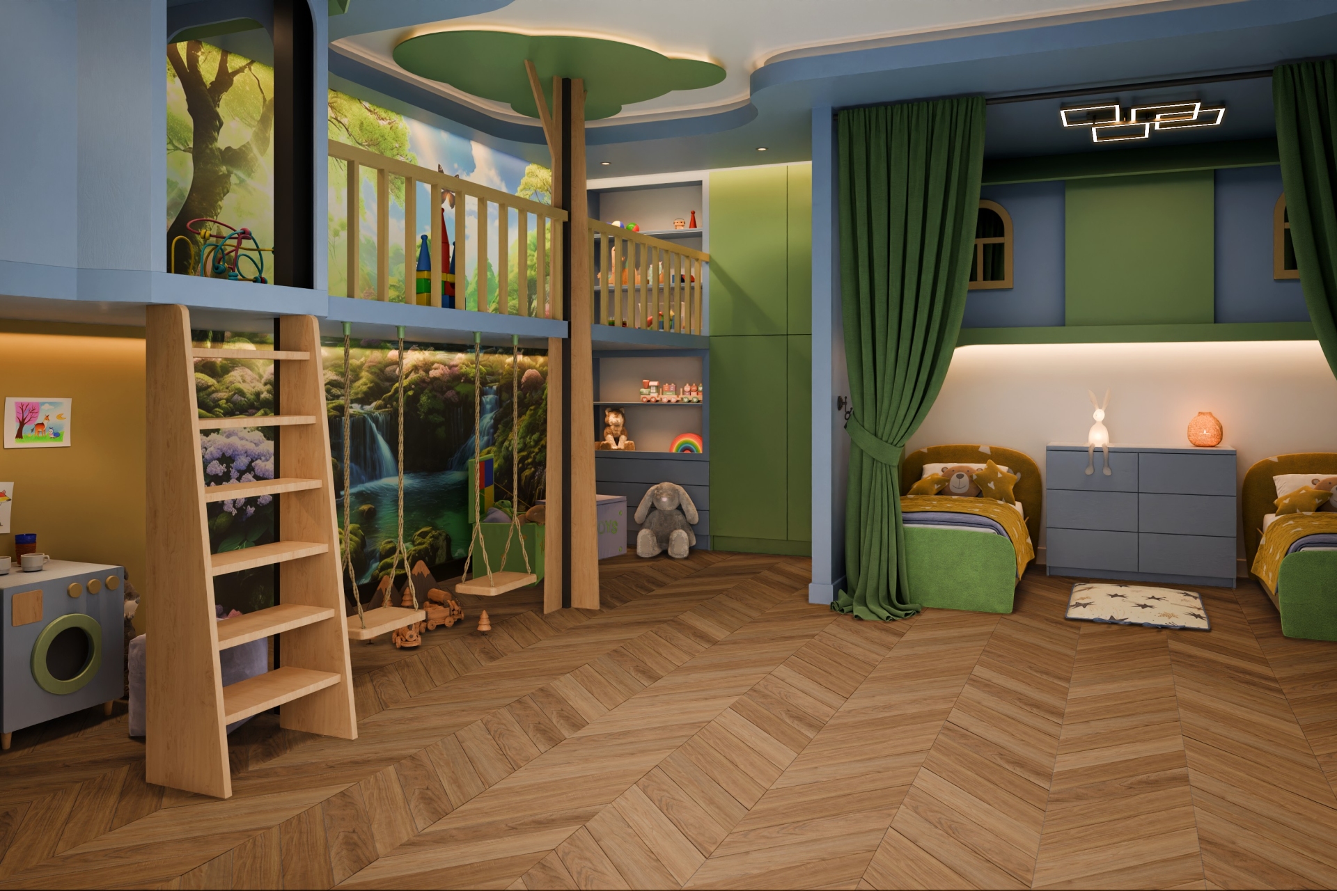 Кварцвиниловый SPC ламинат Damy Floor Chevron Монсоро DF09-Ch французская елка 600×127×5 фото в интерьере