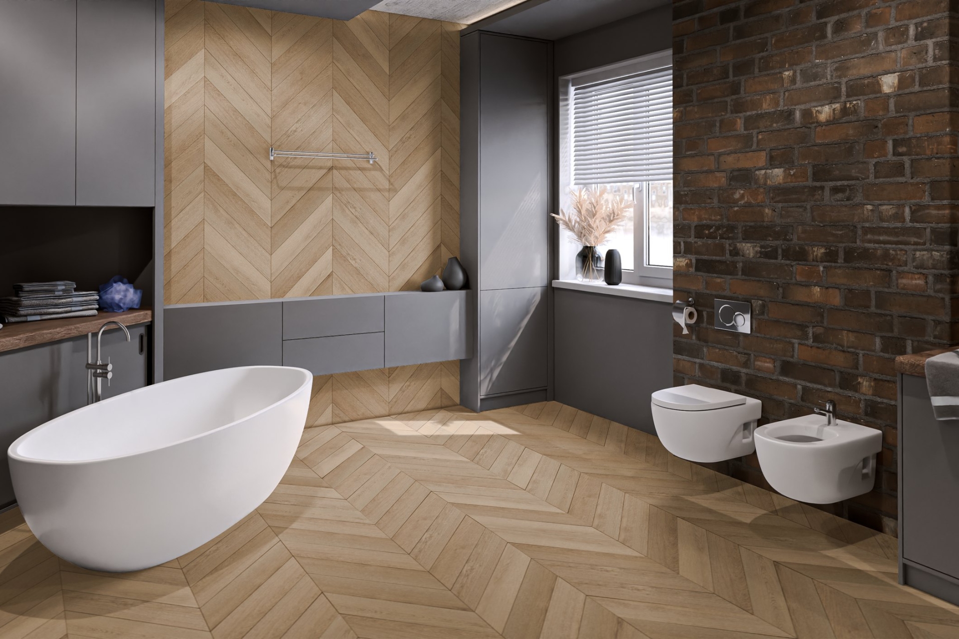 Кварцвиниловый SPC ламинат Damy Floor Chevron Сен-Клу DF10-Ch французская елка 600×127×5 фото в интерьере