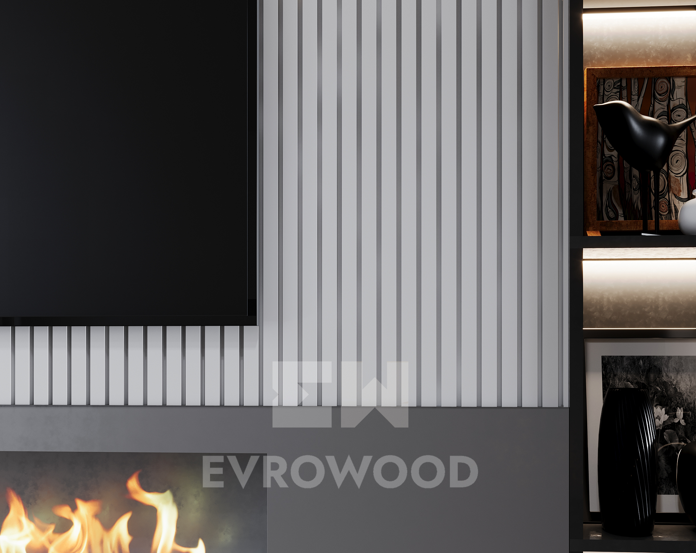 Стеновая панель под покраску Evrowood PL 04U 2700×120×12 фото в интерьере