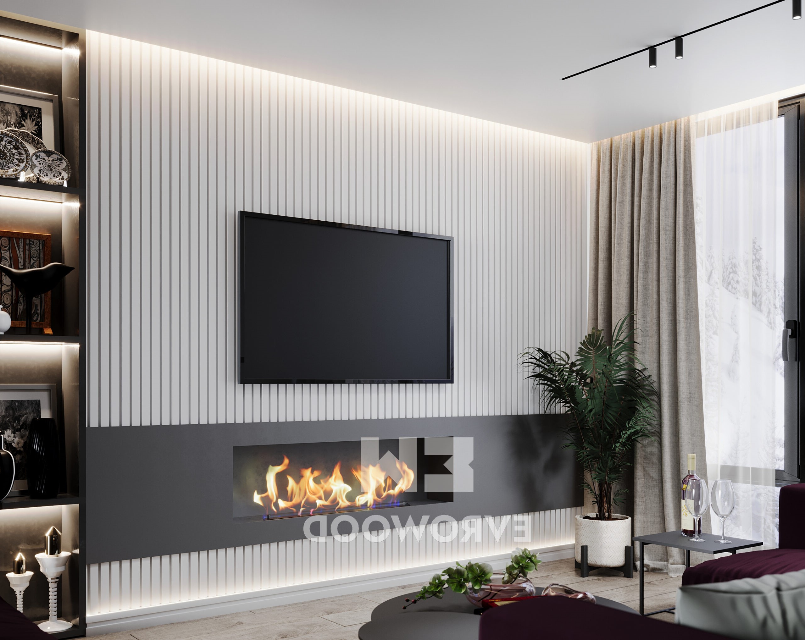 Стеновая панель под покраску Evrowood PL 04U 2700×120×12 фото в интерьере